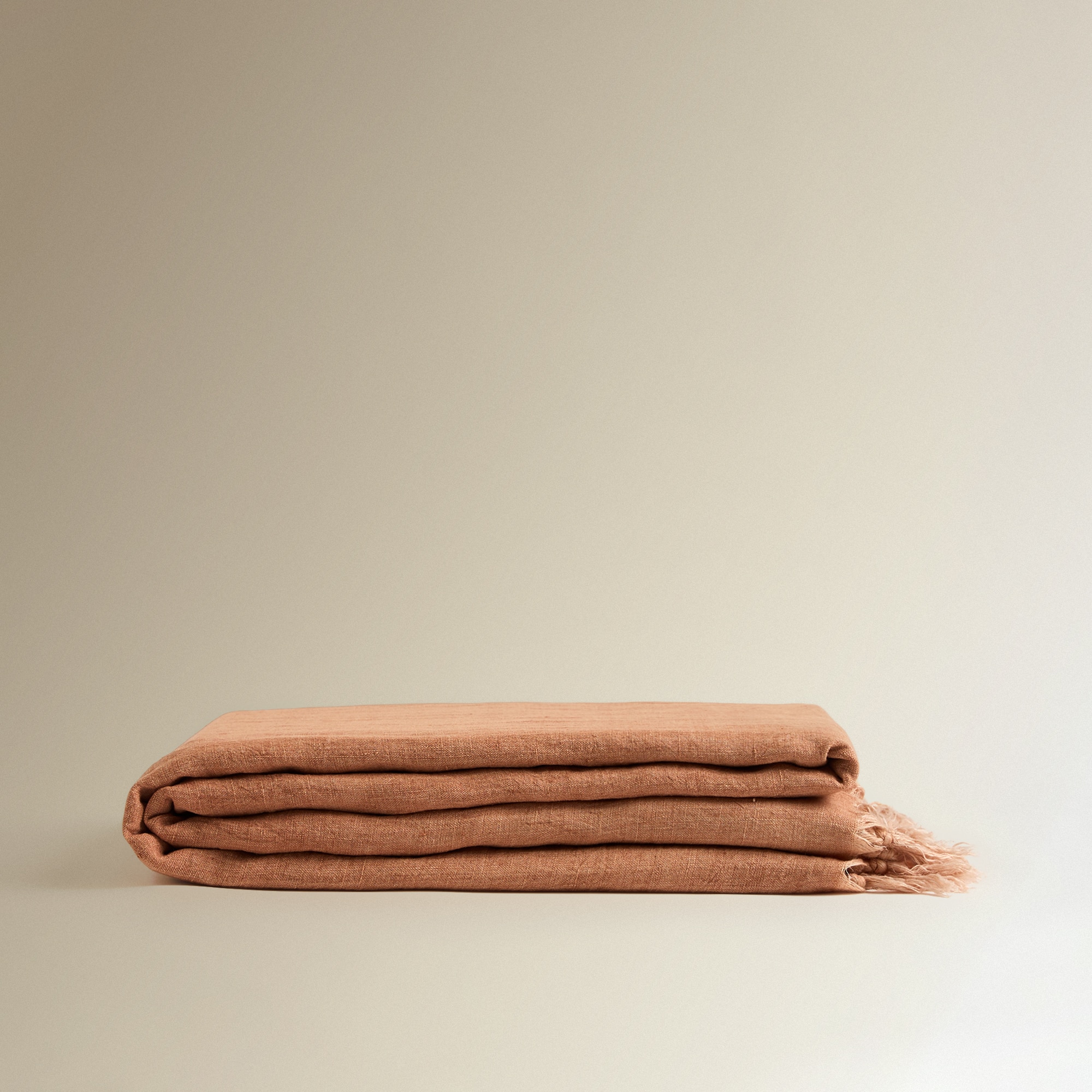 Manta Decorativa de Linho Penda Laranja-2