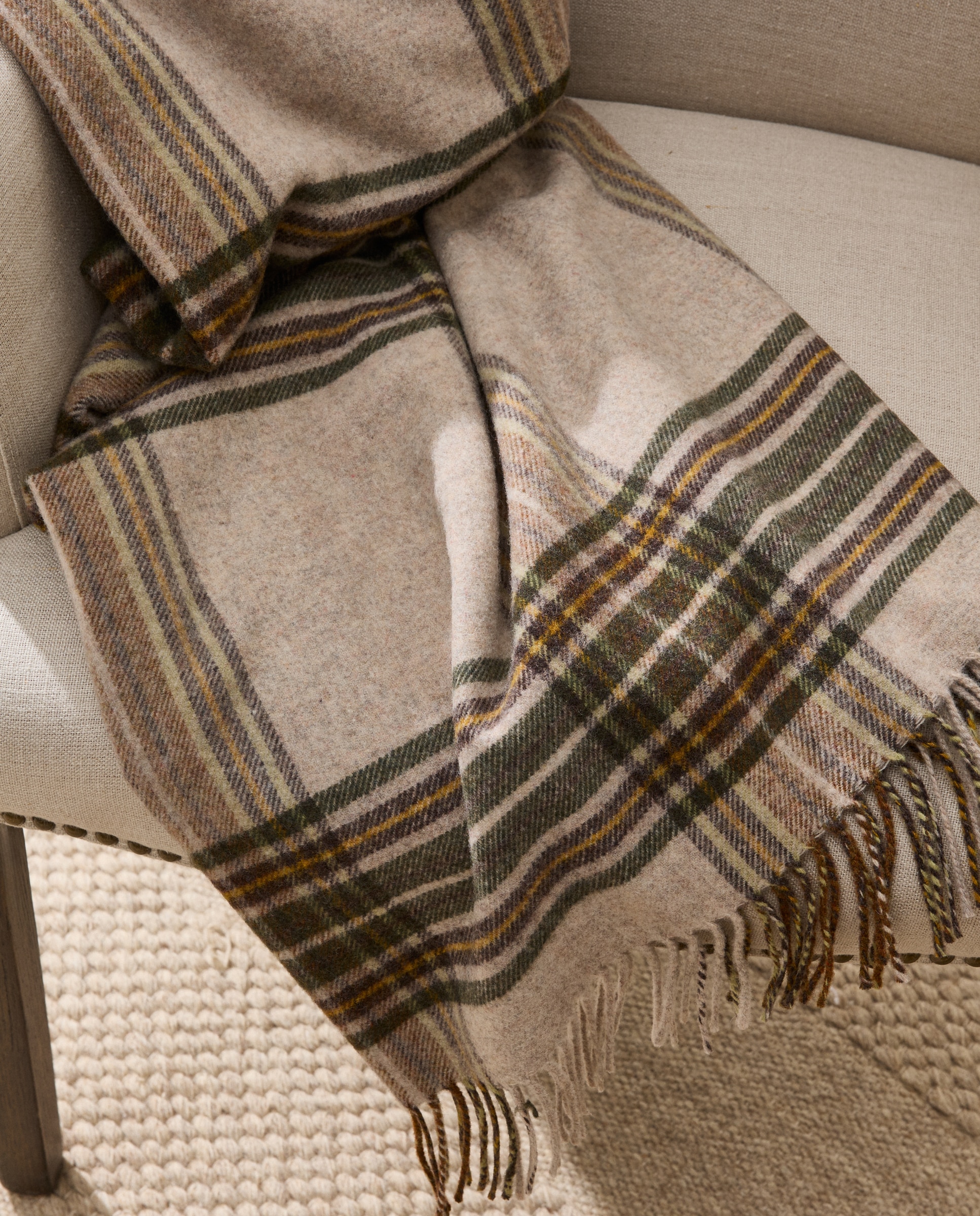 Manta decorativa lana y cashmere Coira - Verde 140 x 190 cm Verde-1