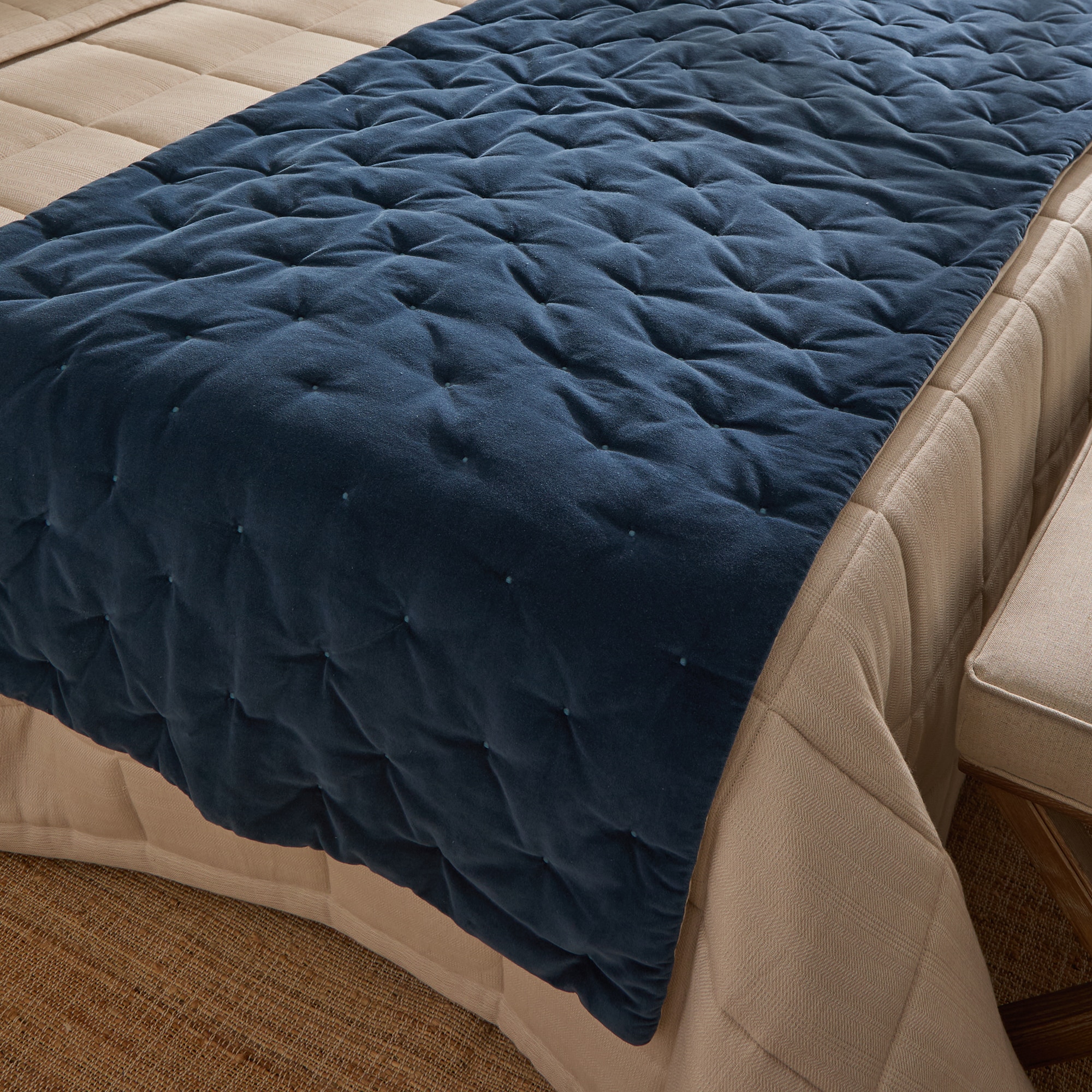 Pé de Cama de Algodão Lauren Azul-1