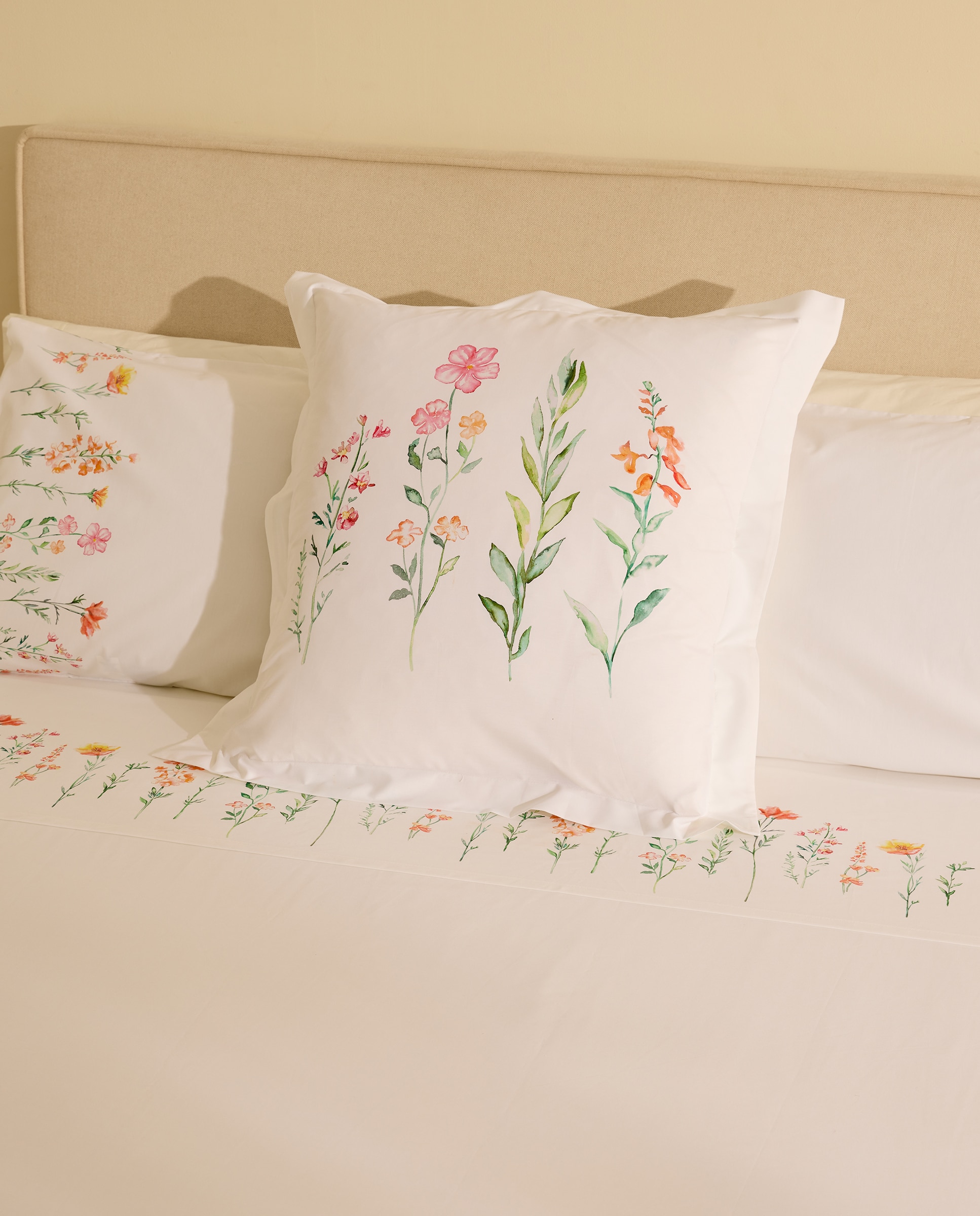 Capa de almofada de algodão Fleur Multicolor-1