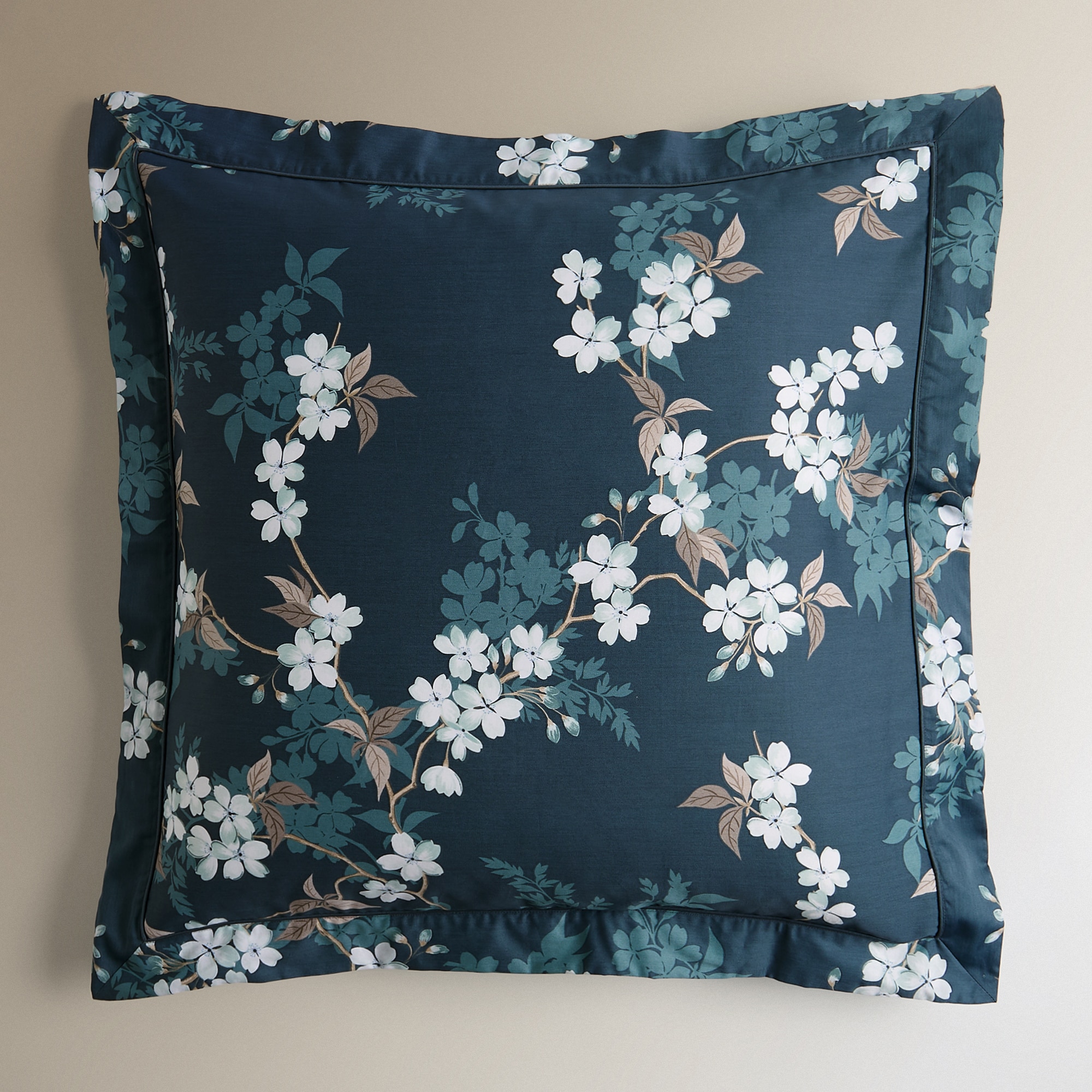 Capa de Almofada em Cetim de Algodão Narumi Azul-2