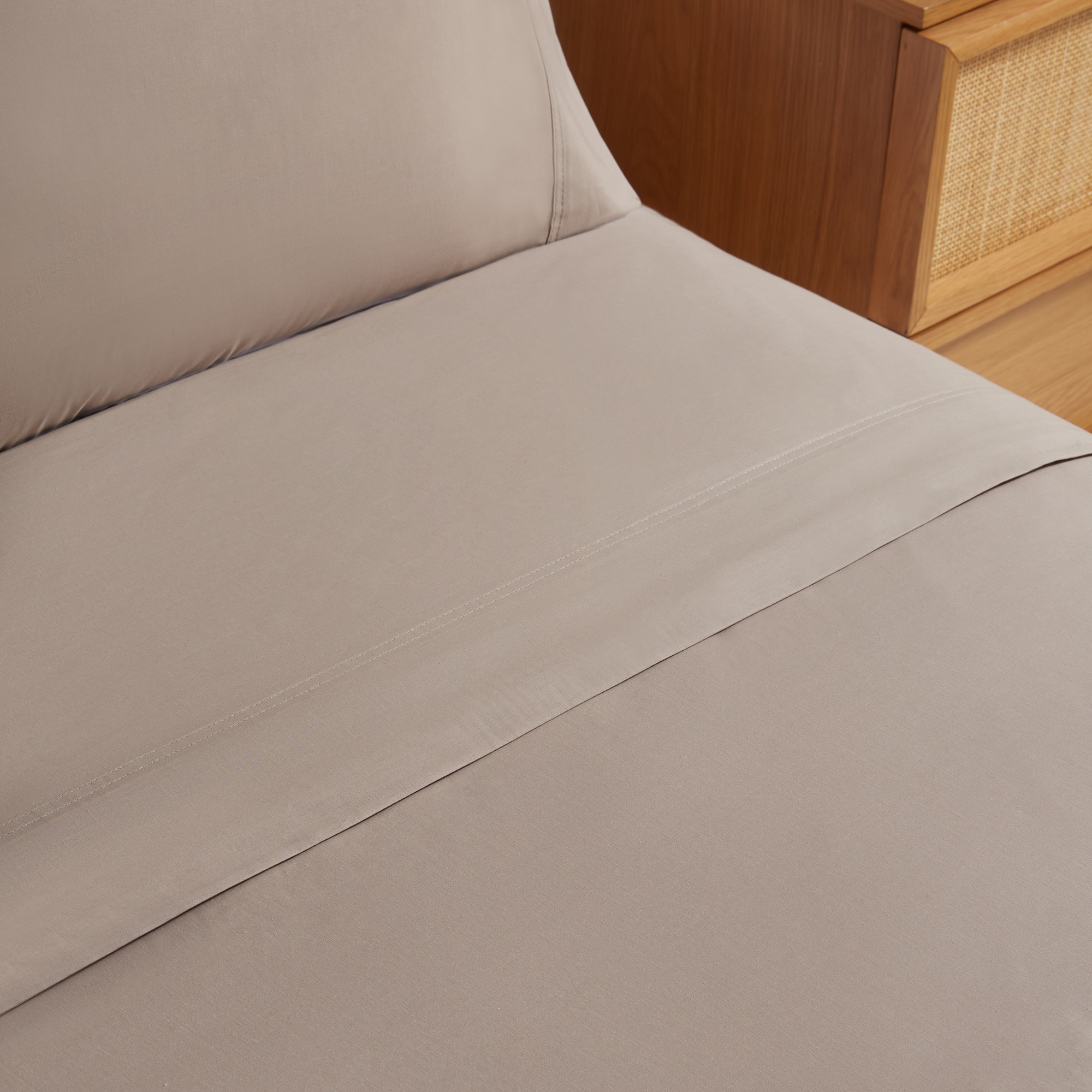 Sábana encimera Polialgodón Percal 180 hilos El Corte Inglés - Tostado Cama 90 cm Tostado-3