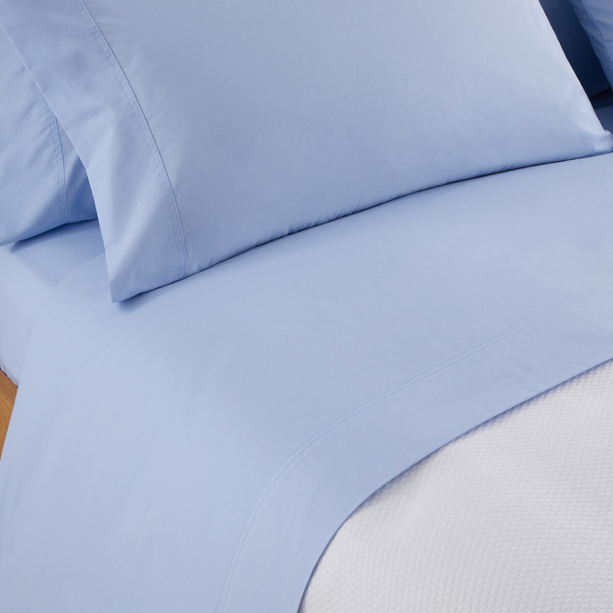 Sábana bajera ajustable Polialgodón Percal 180 hilos El Corte Inglés - Azul Cielo Cama 135 cm Azul Cielo-3
