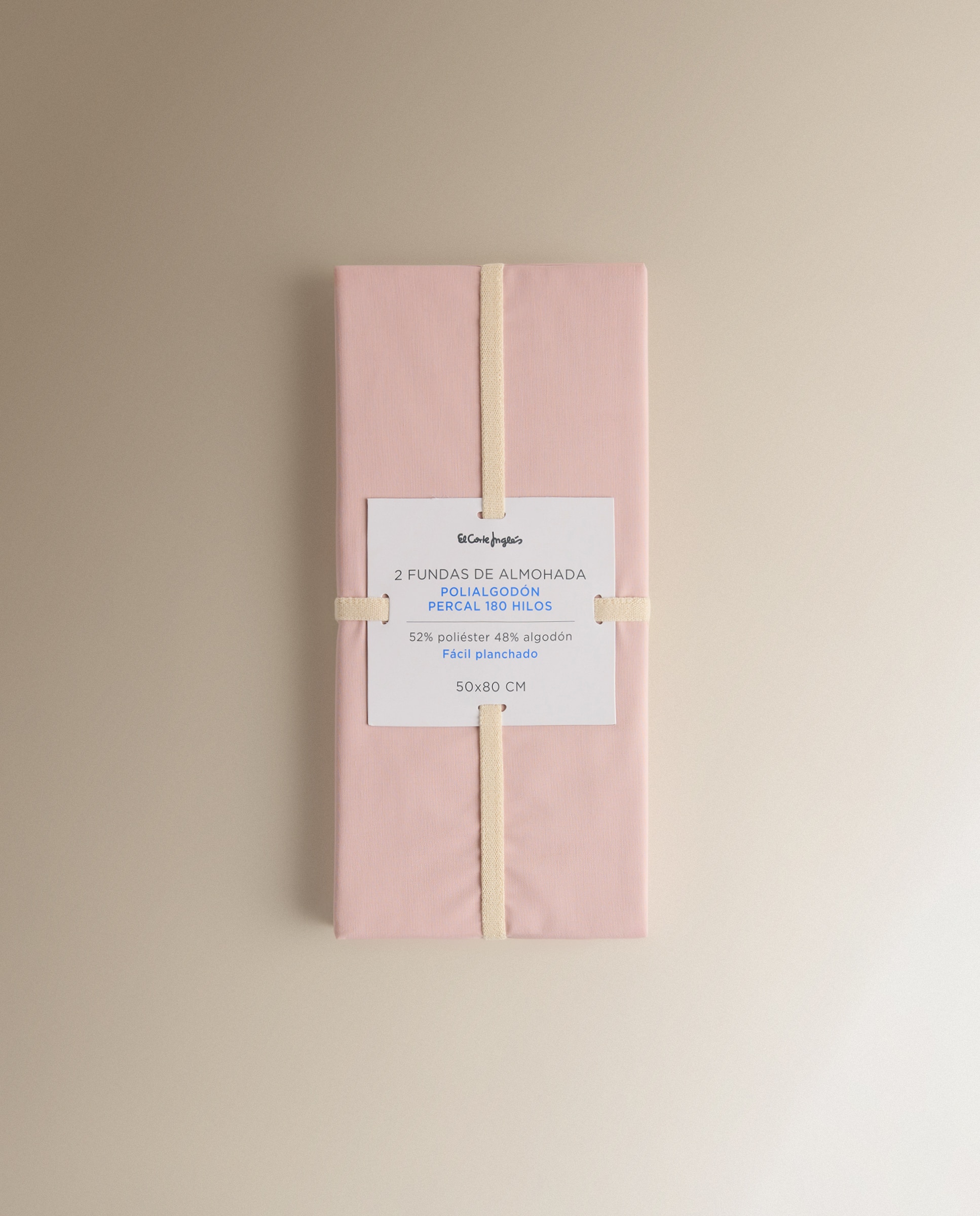 Funda de almohada Polialgodón Percal 180 hilos El Corte Inglés - Rosa Set de 2 fundas 45 x 75 cm Rosa-5