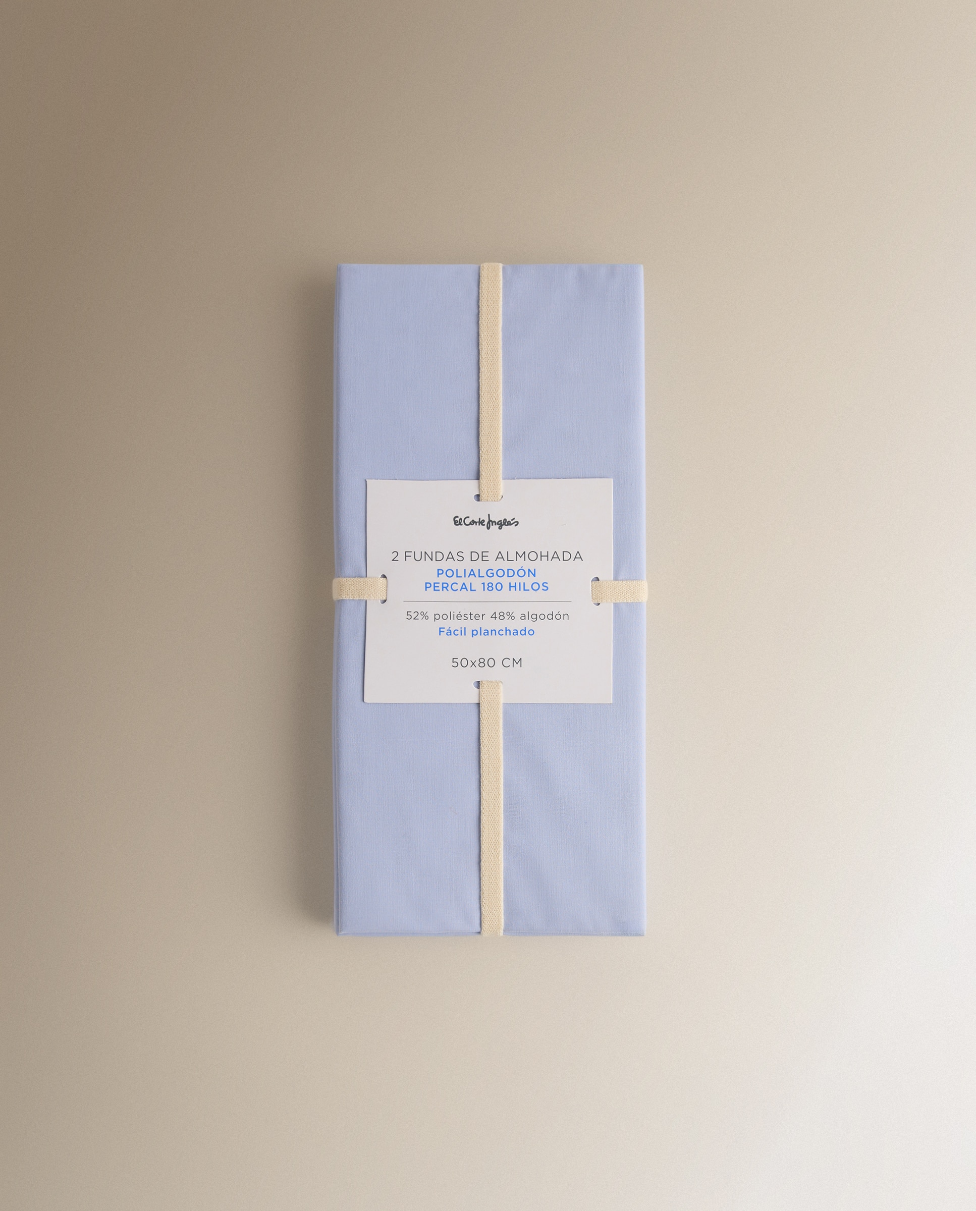 Funda de almohada Polialgodón Percal 180 hilos El Corte Inglés - Azul Cielo 45 x 155 cm Azul Cielo-5