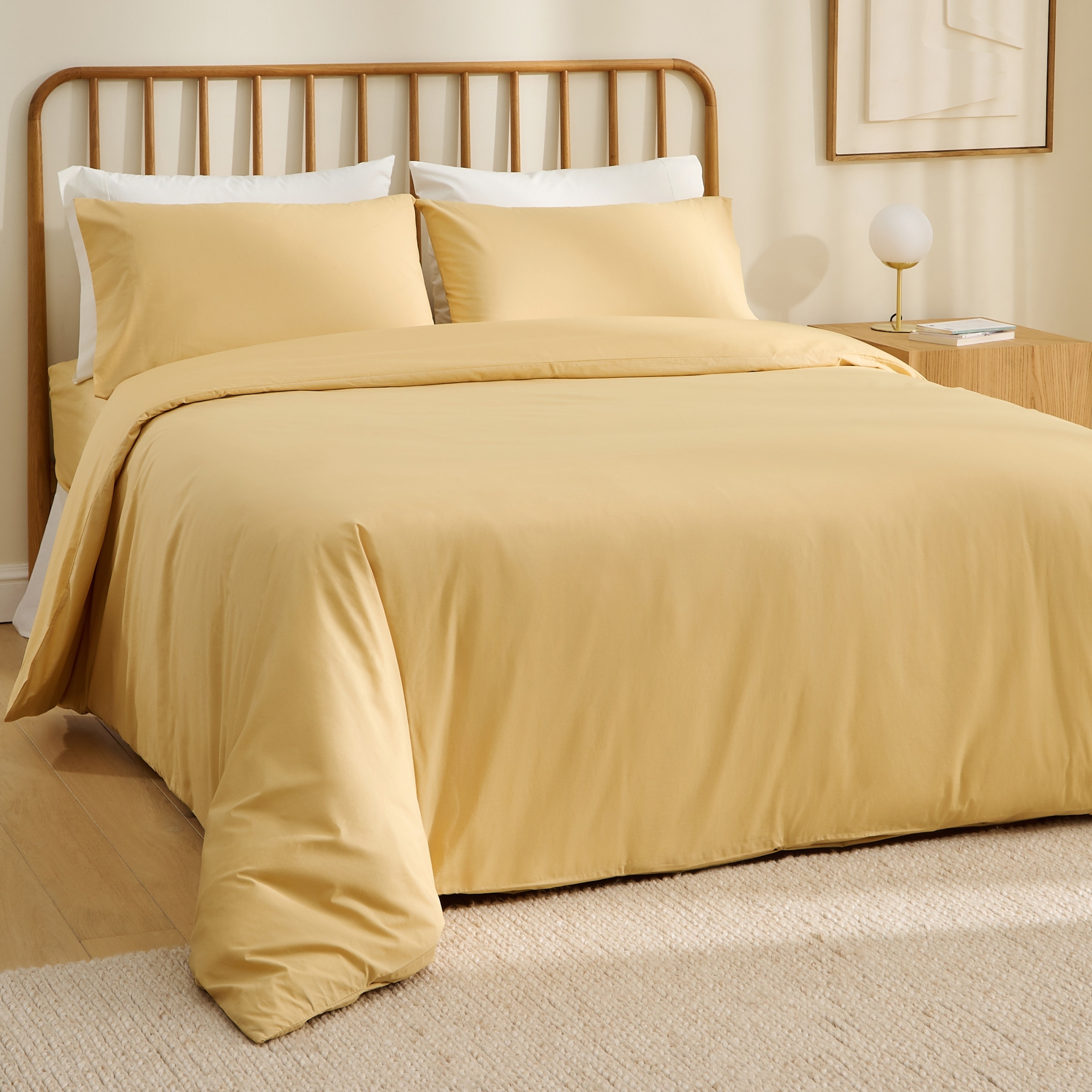 Funda nórdica Algodón Percal 200 hilos - Mostaza Cama 105 cm Mostaza-1