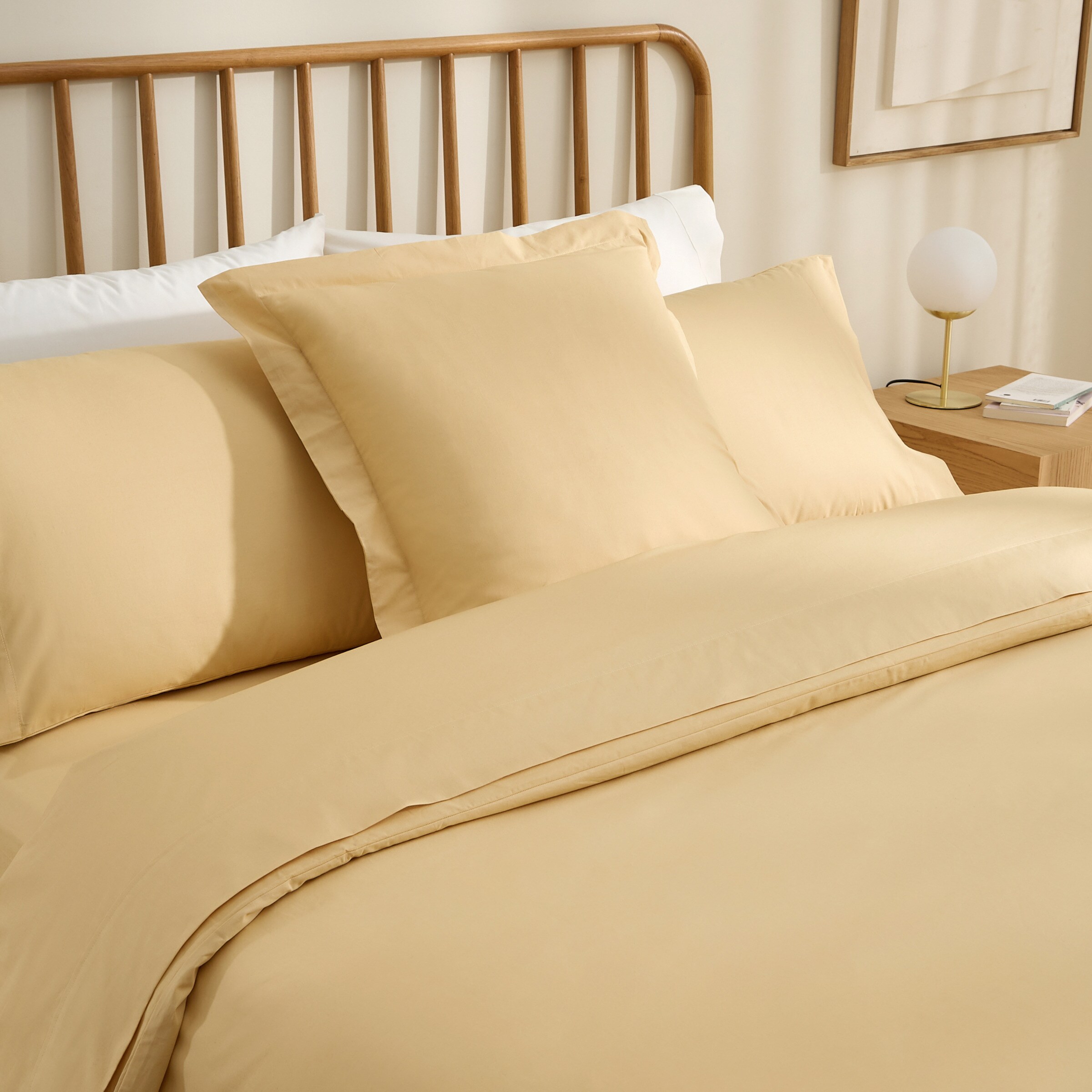 Funda nórdica Algodón Percal 200 hilos - Mostaza Cama 105 cm Mostaza-5