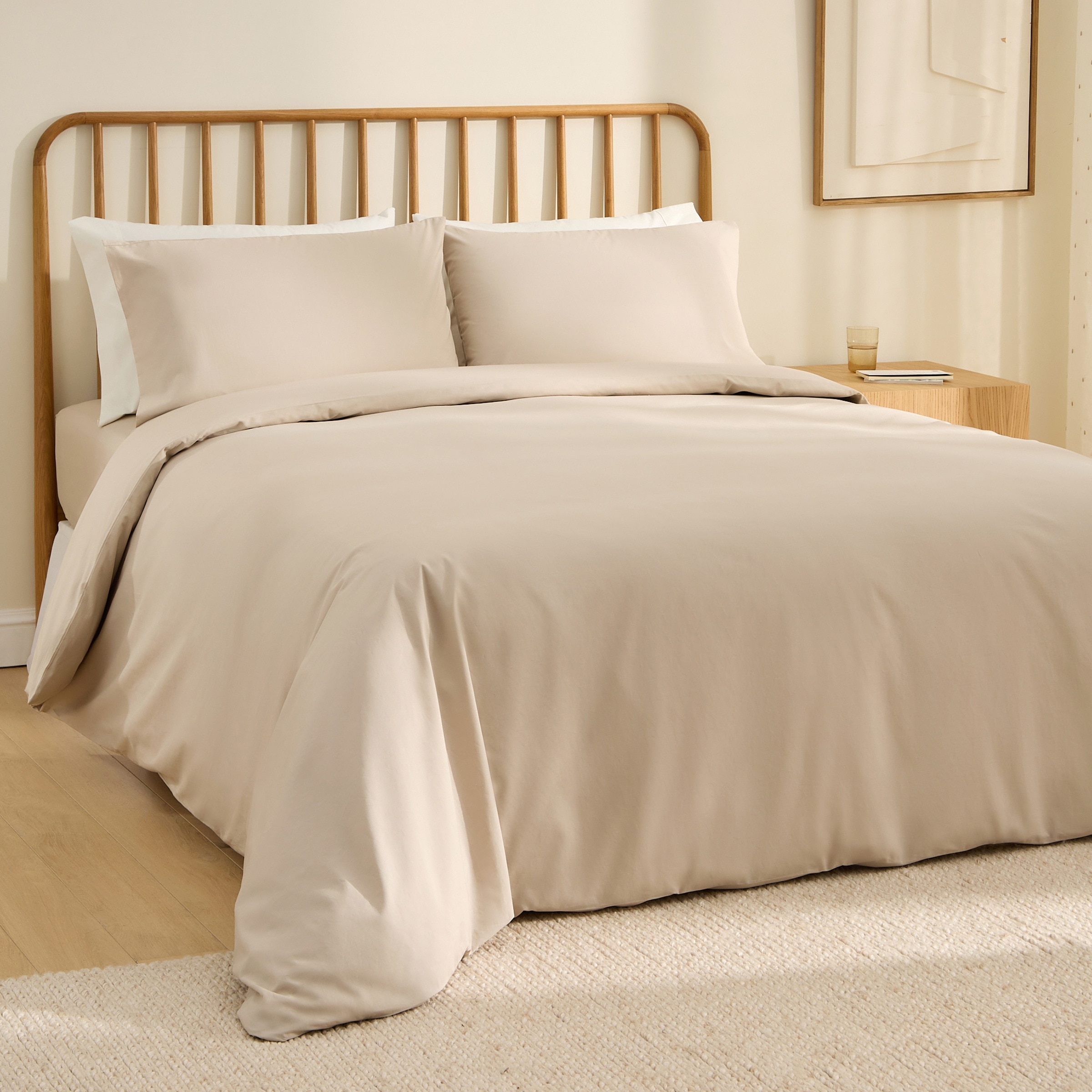 Imagen 1 de Funda nórdica Algodón Percal 200 hilos - Beige Cama 150 cm Beige