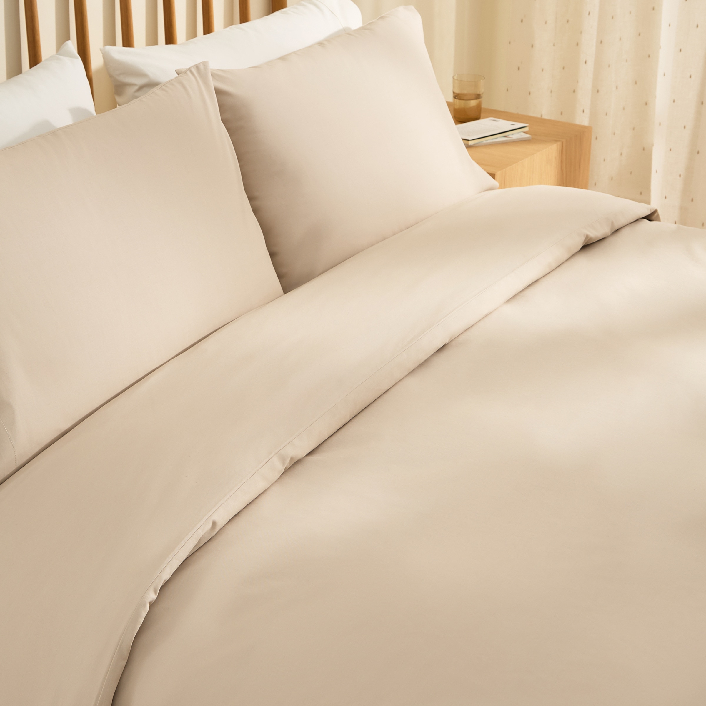 Imagen 2 de Funda nórdica Algodón Percal 200 hilos - Beige Cama 150 cm Beige