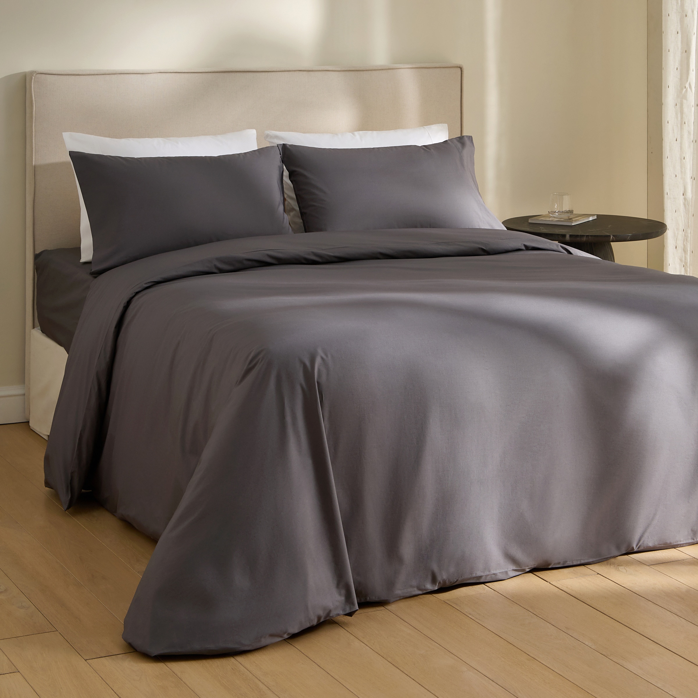 Capa de Edredão de Algodão Percal 200 Fios Antracite-1