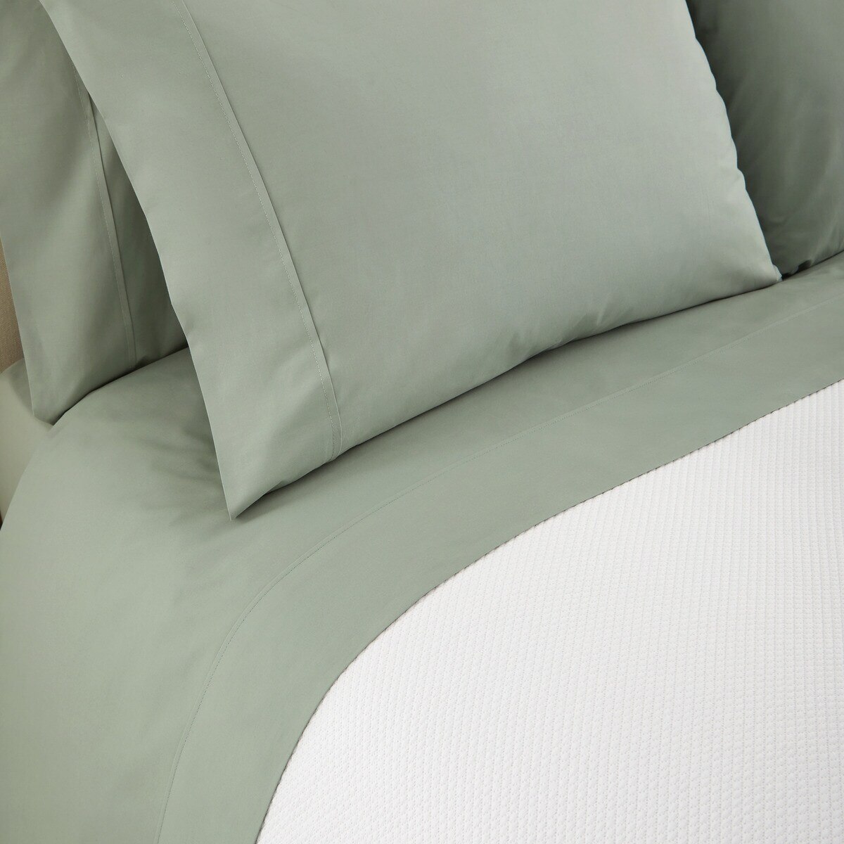 Sábana encimera Algodón Percal 200 hilos El Corte Inglés - Verde Cama 90 cm Verde-2