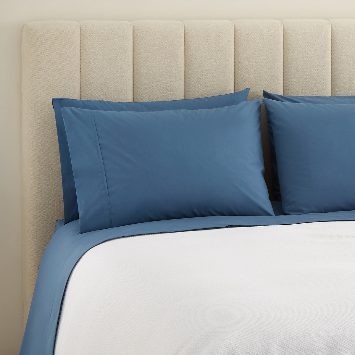 Sábana encimera Algodón Percal 200 hilos El Corte Inglés - Azul Cama 90 cm Azul-1