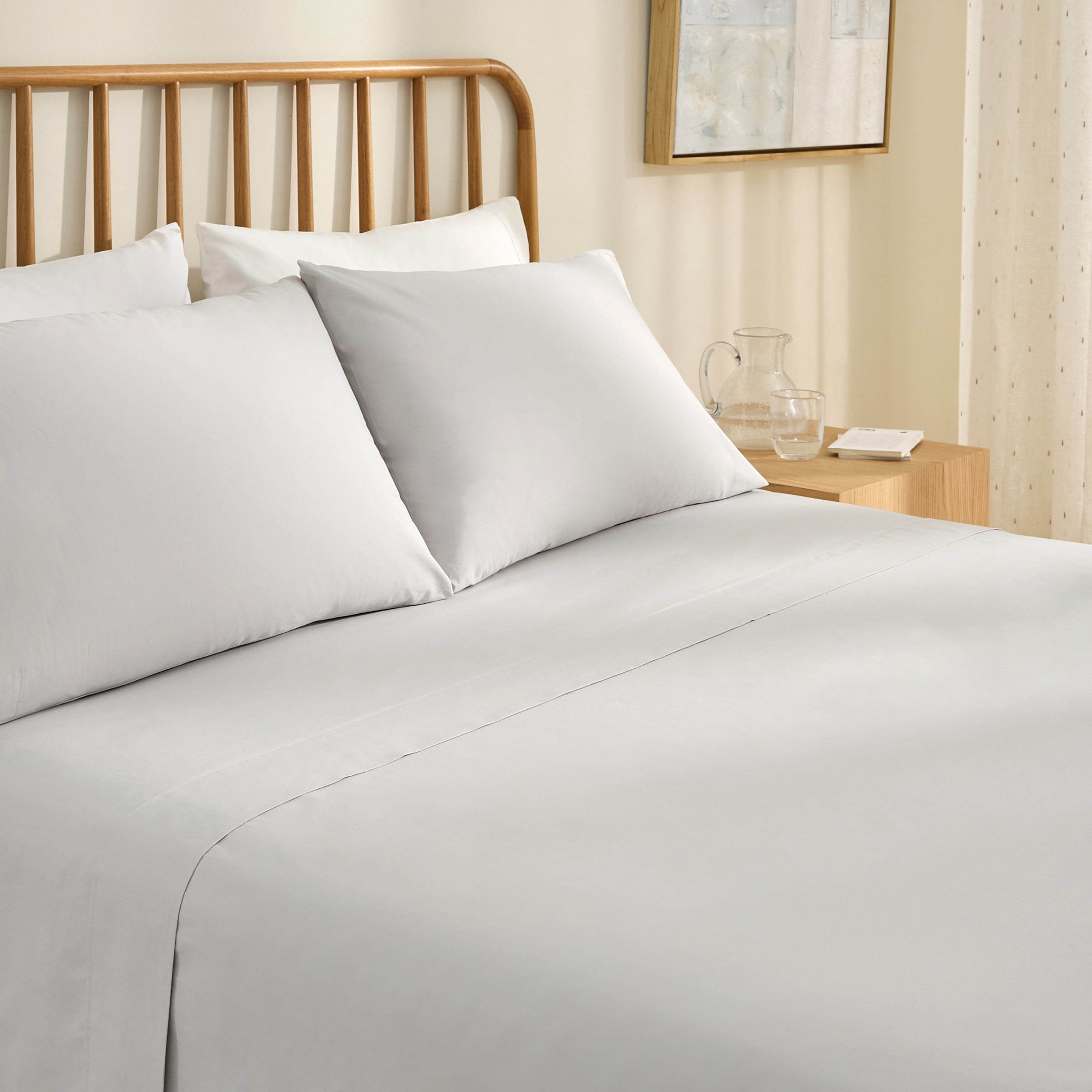Sábana encimera Algodón Percal 200 hilos - Gris perla Cama 180 cm Gris perla-1