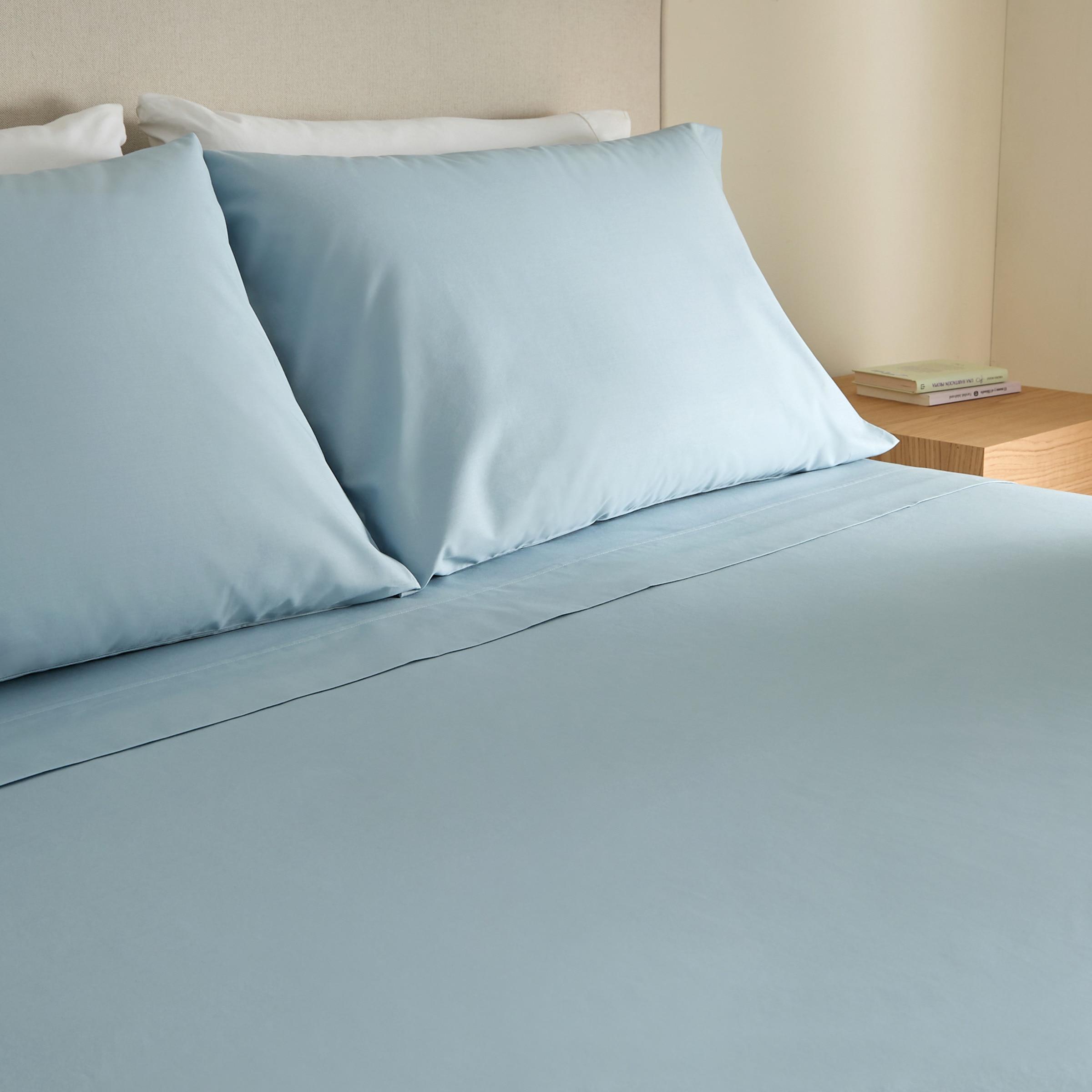Sábana encimera Algodón Percal 200 hilos - Azul Cielo Cama 90 cm Azul Cielo-1