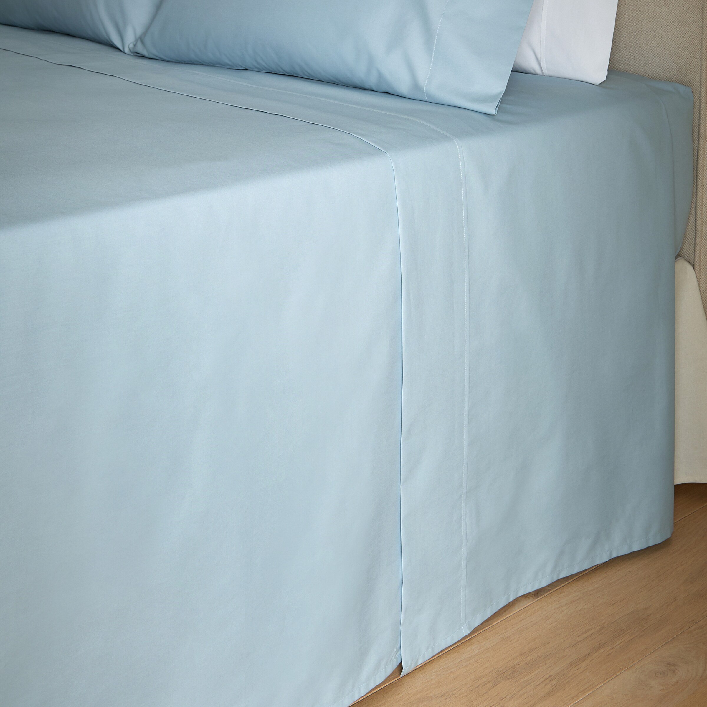 Sábana encimera Algodón Percal 200 hilos - Azul Cielo Cama 90 cm Azul Cielo-2