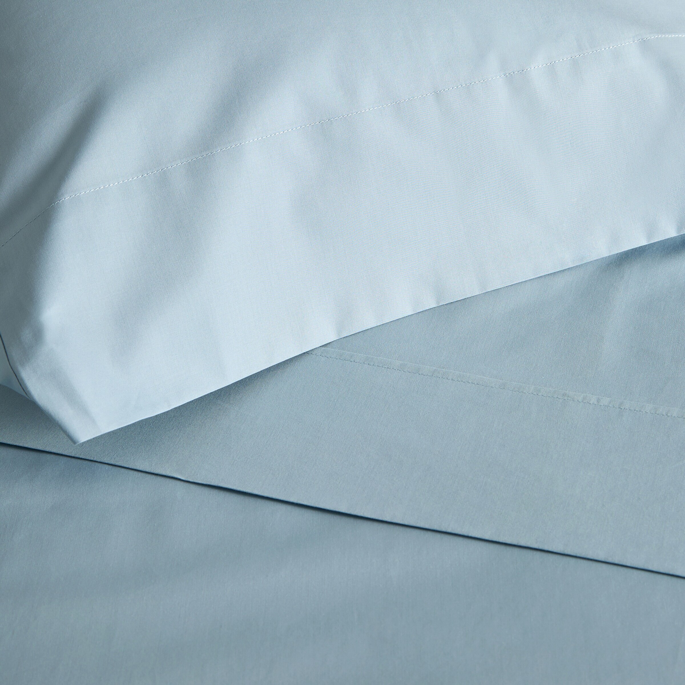 Sábana encimera Algodón Percal 200 hilos - Azul Cielo Cama 90 cm Azul Cielo-3