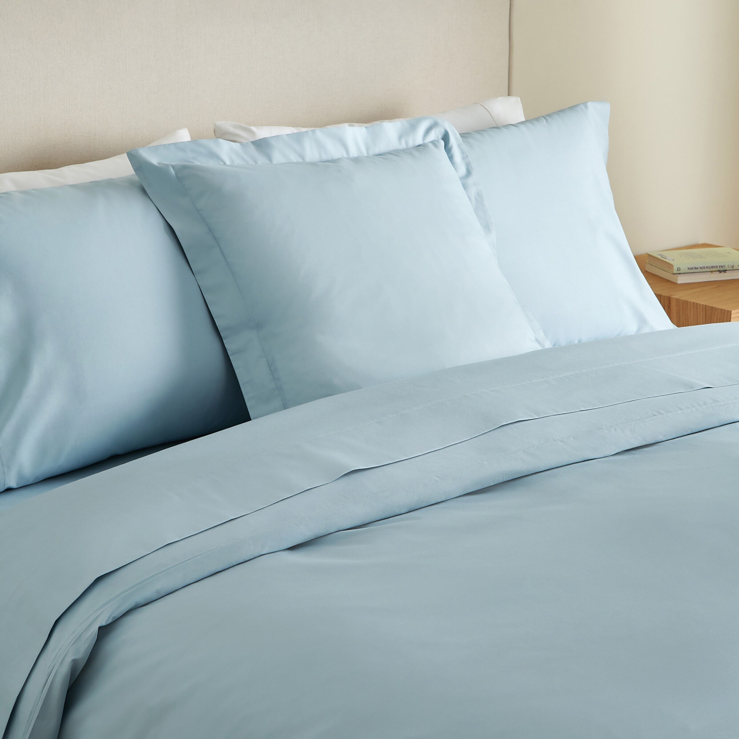 Sábana encimera Algodón Percal 200 hilos - Azul Cielo Cama 90 cm Azul Cielo-4