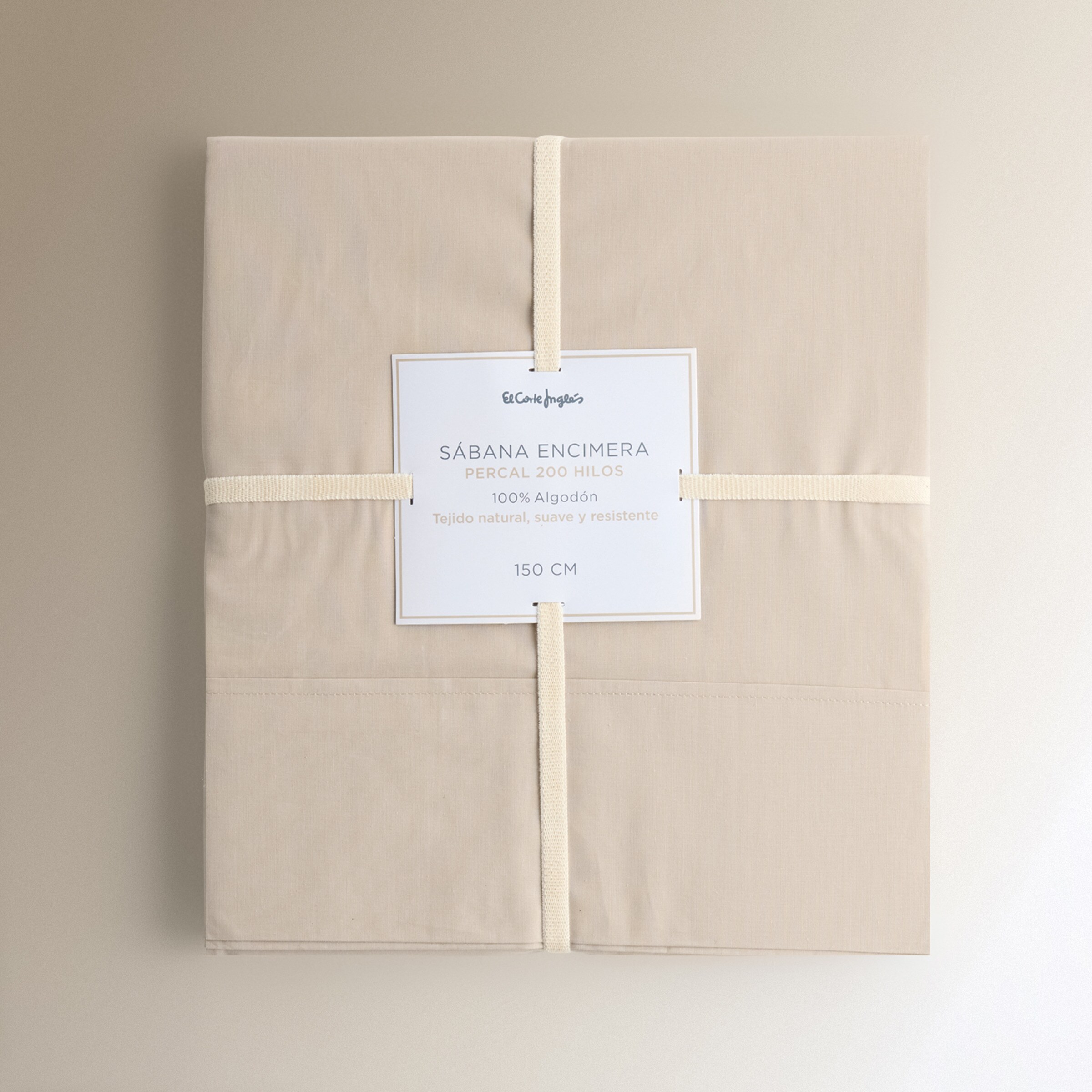 Sábana encimera Algodón Percal 200 hilos - Beige Cama 180 cm Beige-6