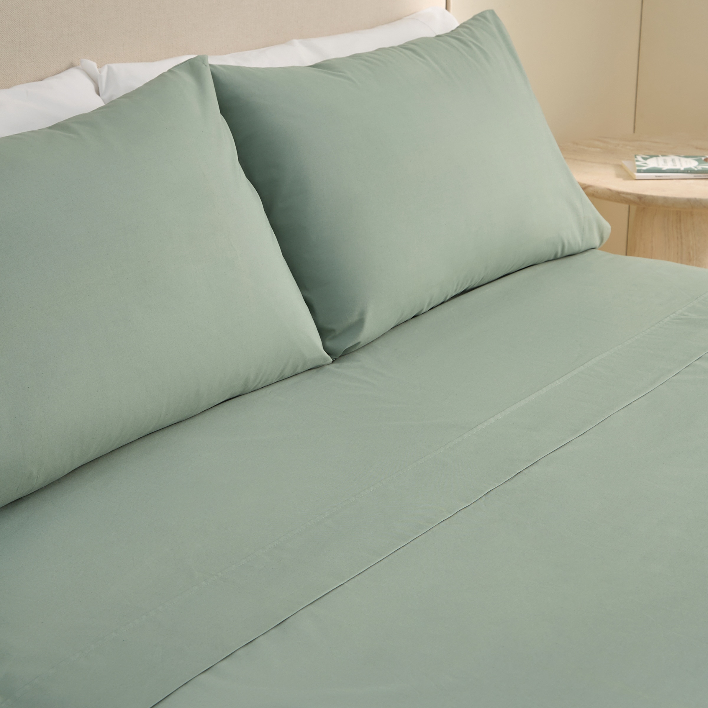 Sábana encimera Algodón Percal 200 hilos - Verde hoja Cama 90 cm Verde hoja-1