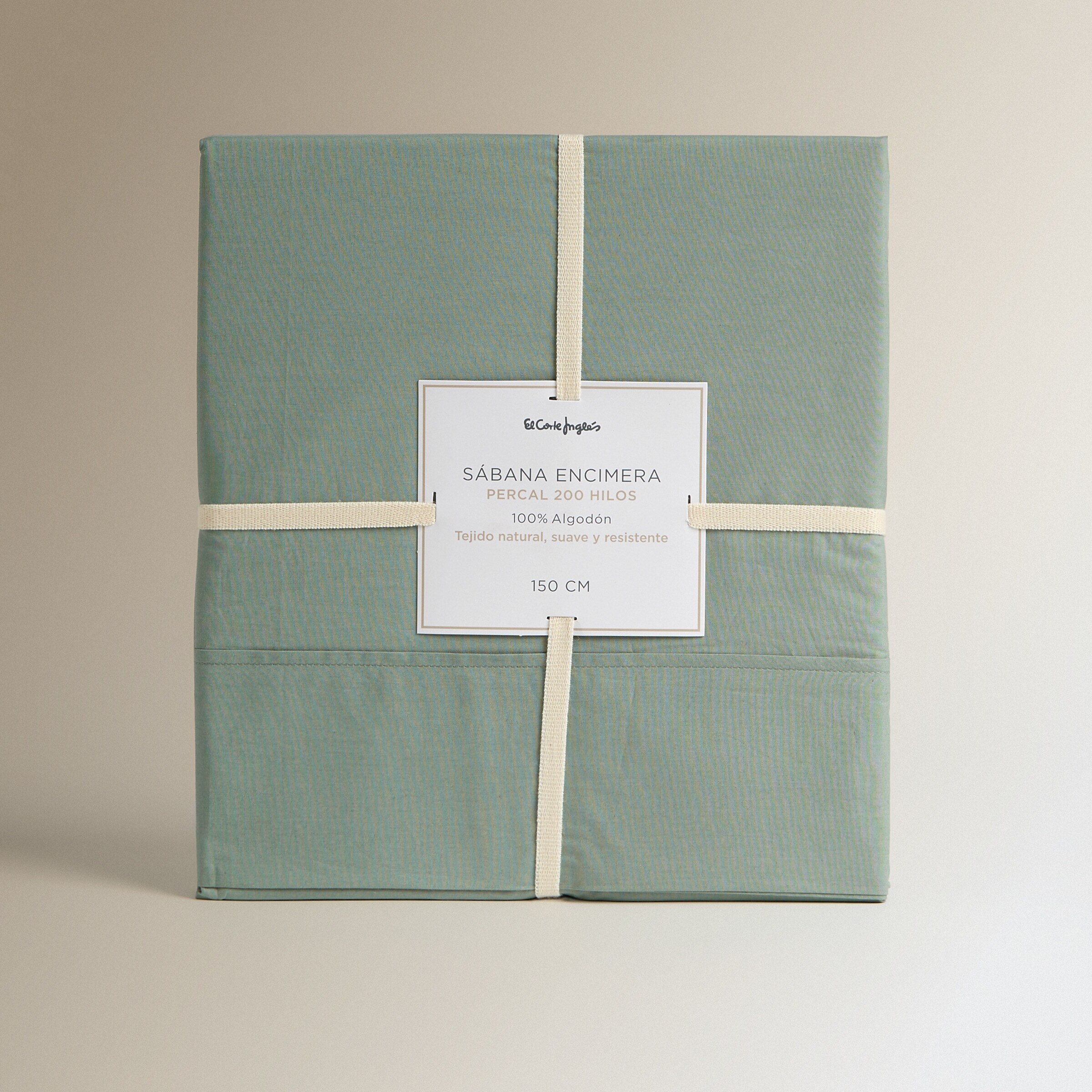 Sábana encimera Algodón Percal 200 hilos - Verde hoja Cama 90 cm Verde hoja-6
