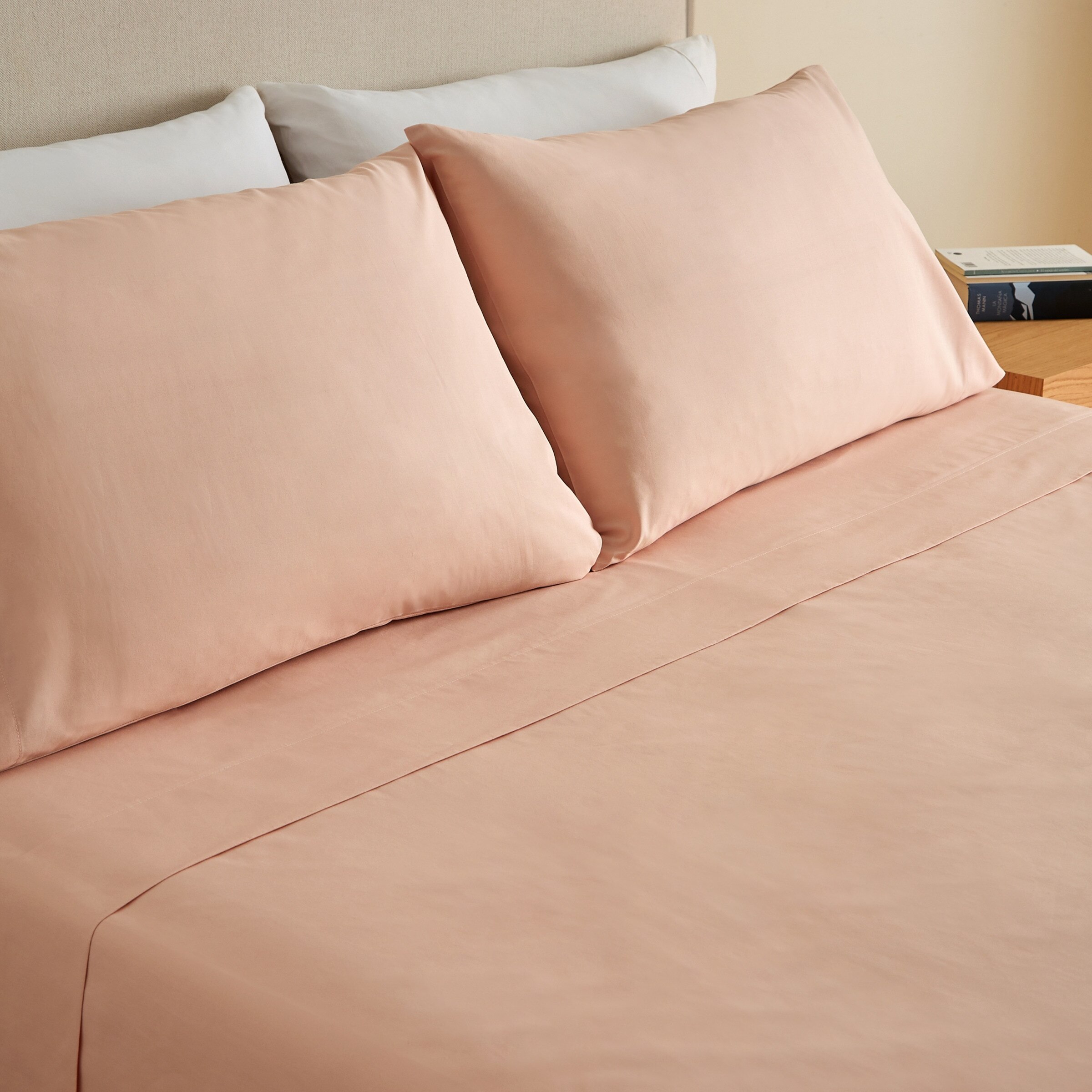 Sábana encimera Algodón Percal 200 hilos - Rosa Pétalo Cama 90 cm Rosa Pétalo-1