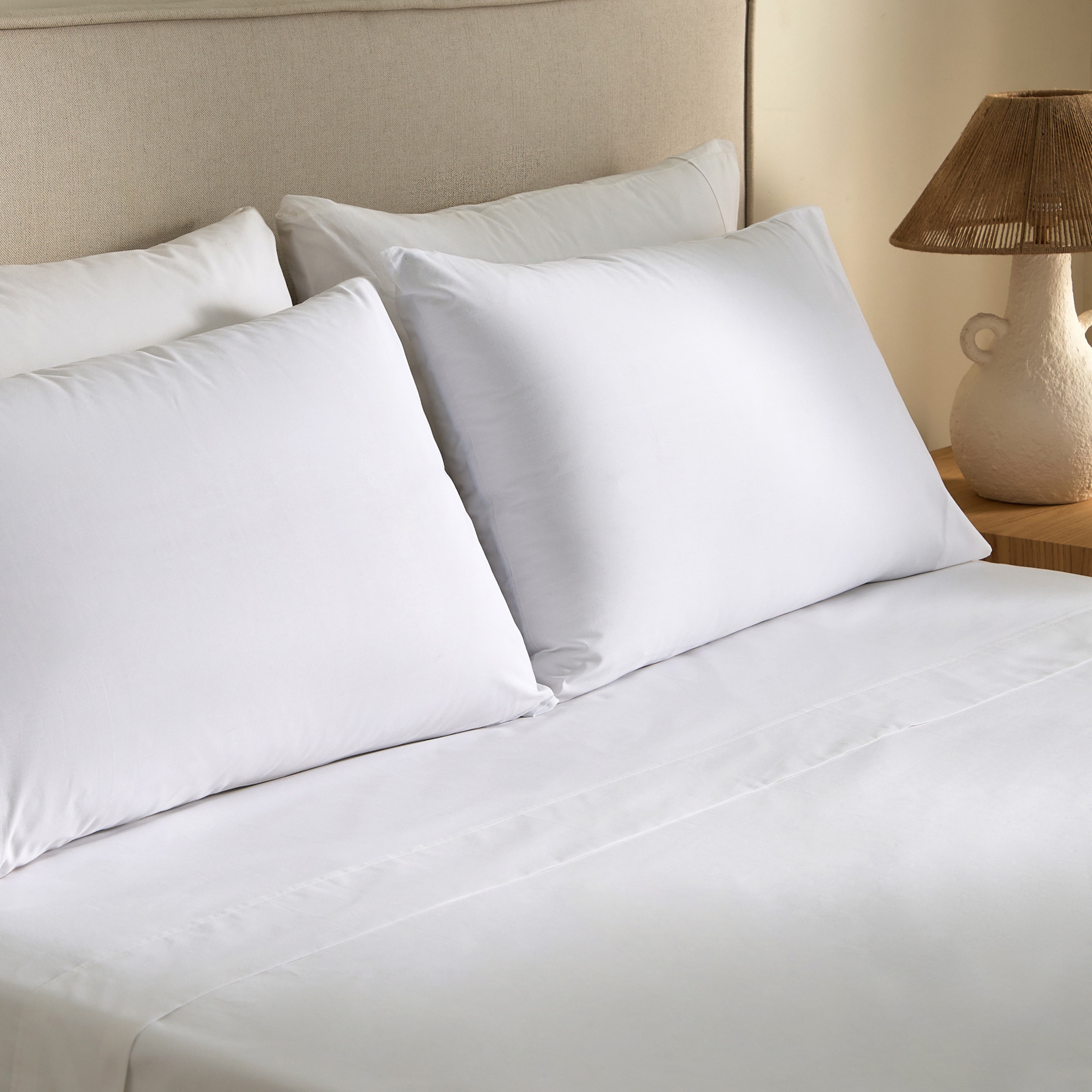 Sábana encimera Algodón Percal 200 hilos - Blanco Cama 180 cm Blanco-1