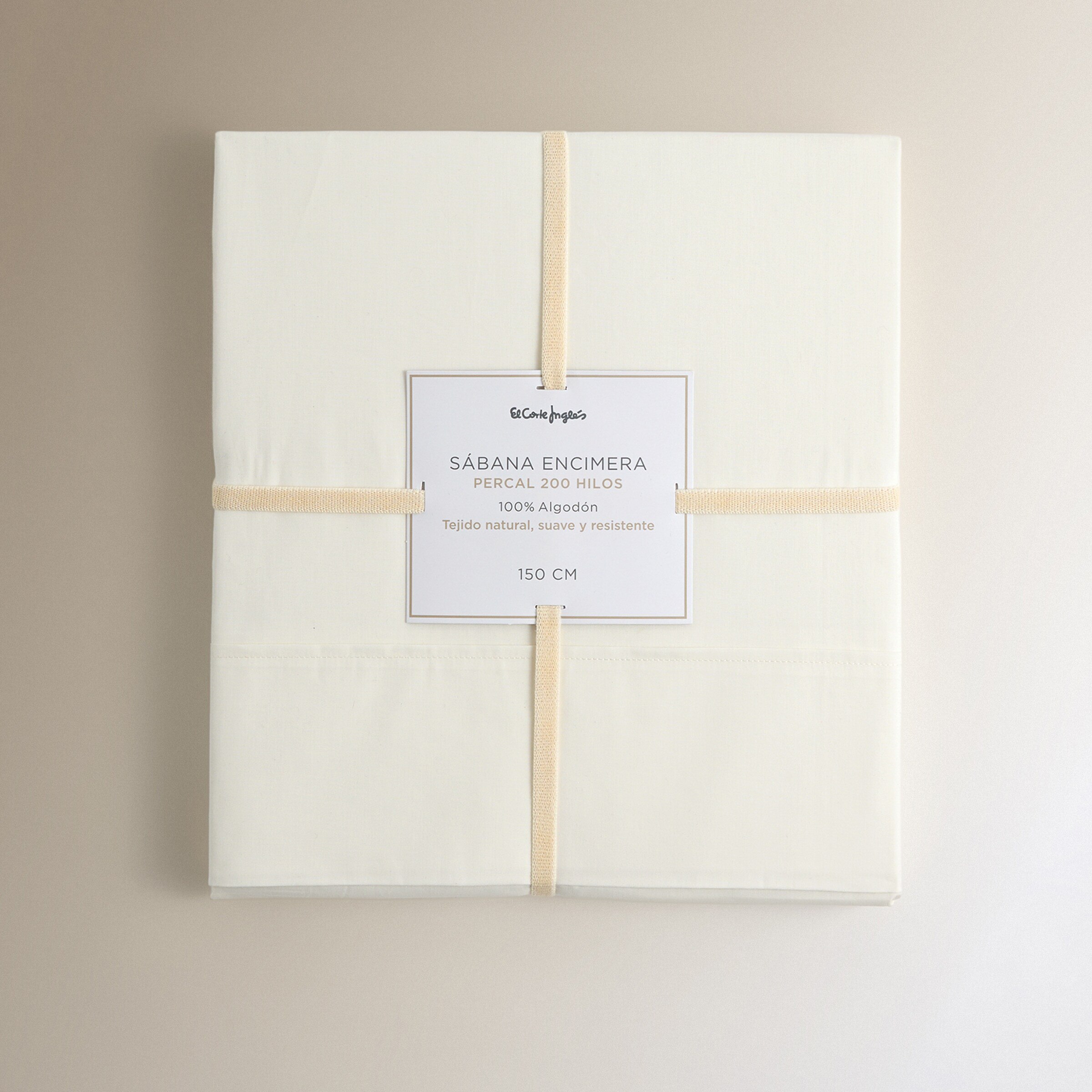 Sábana encimera Algodón Percal 200 hilos - Crudo Cama 90 cm Crudo-5