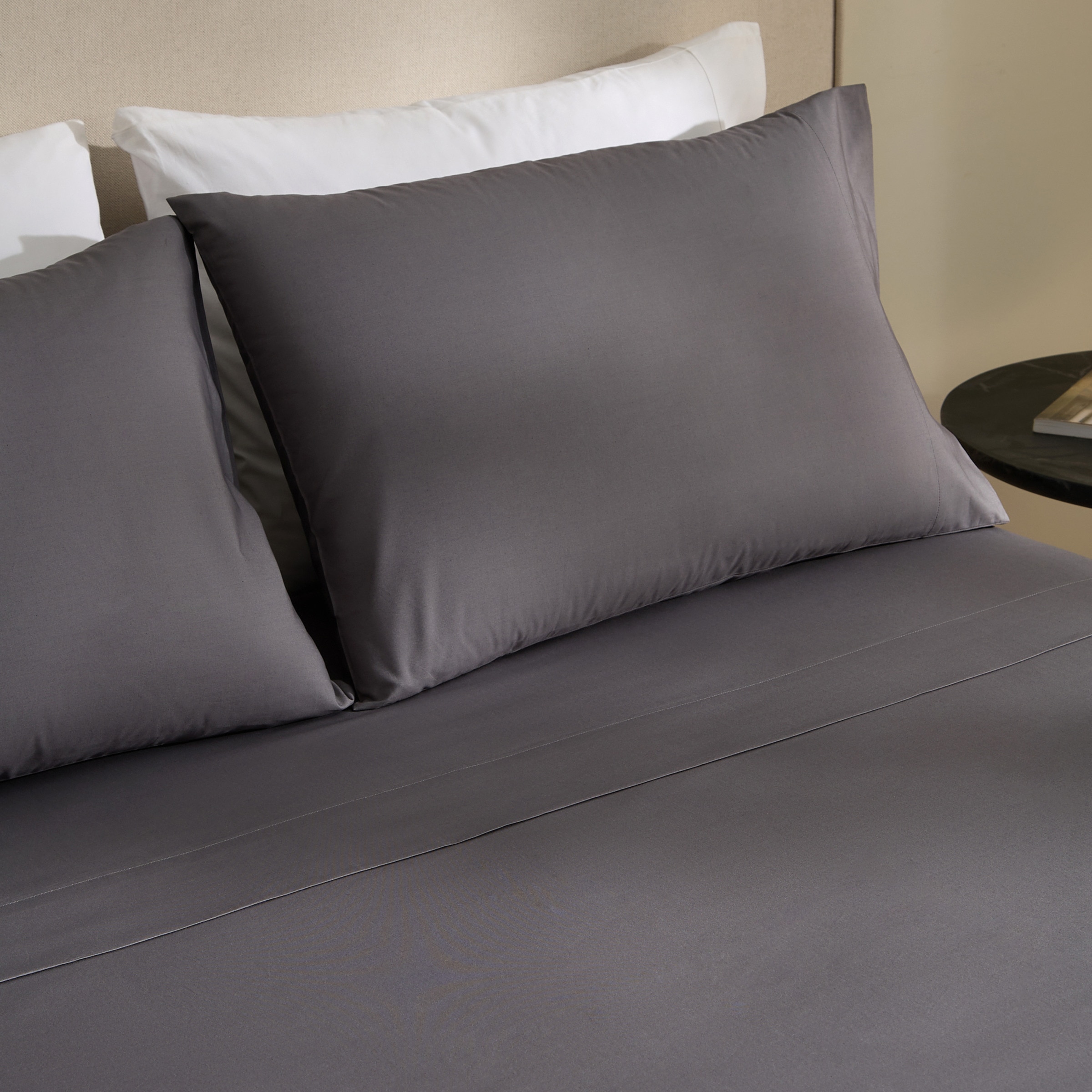 Lençol de Cima de Algodão Percal 200 Fios Antracite-1