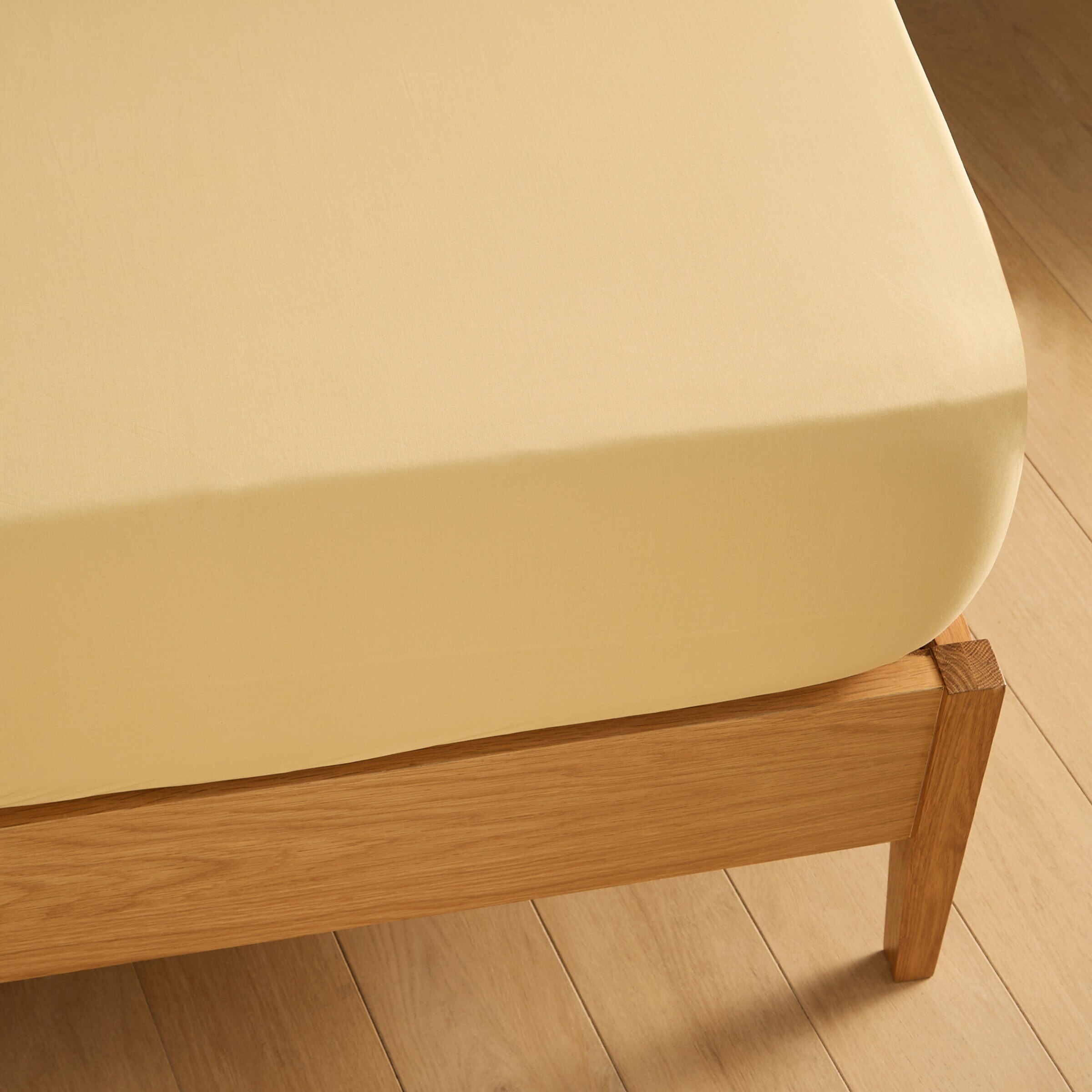 Sábana bajera Algodón Percal 200 hilos platabanda 35 cm - Mostaza Cama 90 cm Mostaza-2