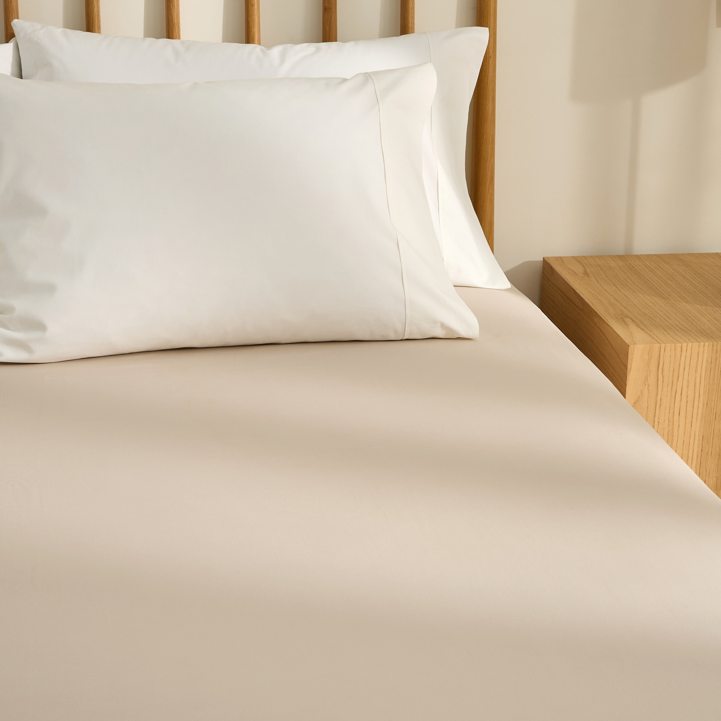 Sábana bajera Algodón Percal 200 hilos platabanda 35 cm - Beige Cama 135 cm Beige-1