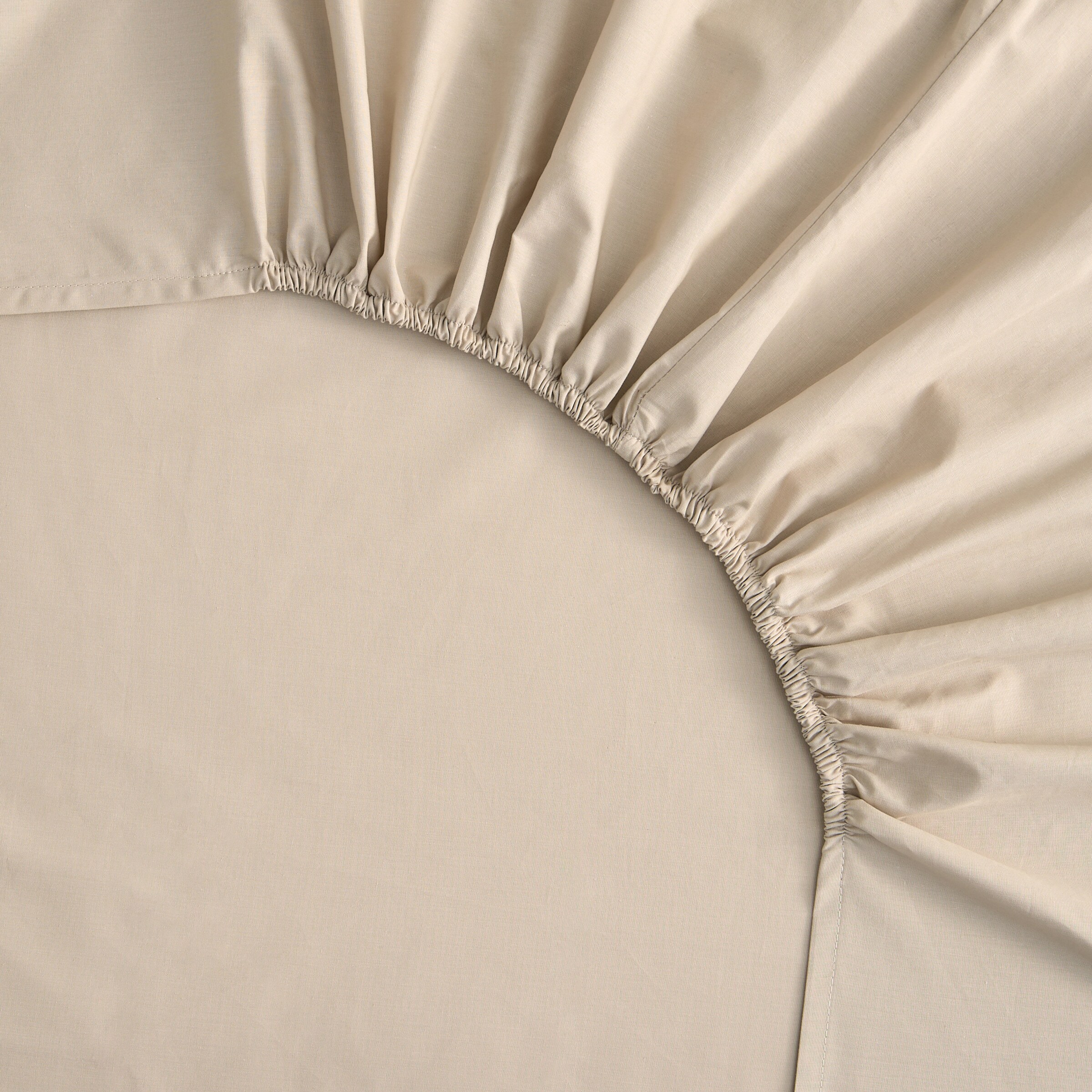 Sábana bajera Algodón Percal 200 hilos platabanda 35 cm - Beige Cama 135 cm Beige-3