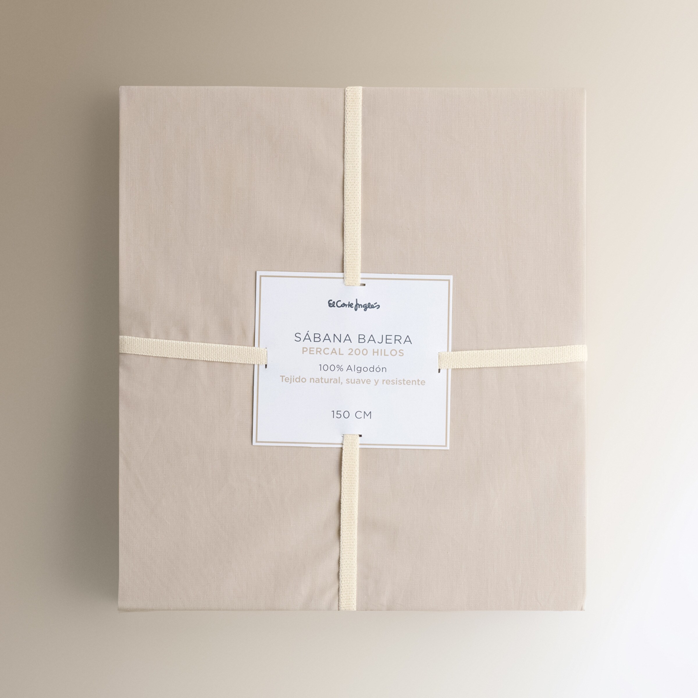 Sábana bajera Algodón Percal 200 hilos platabanda 35 cm - Beige Cama 135 cm Beige-5