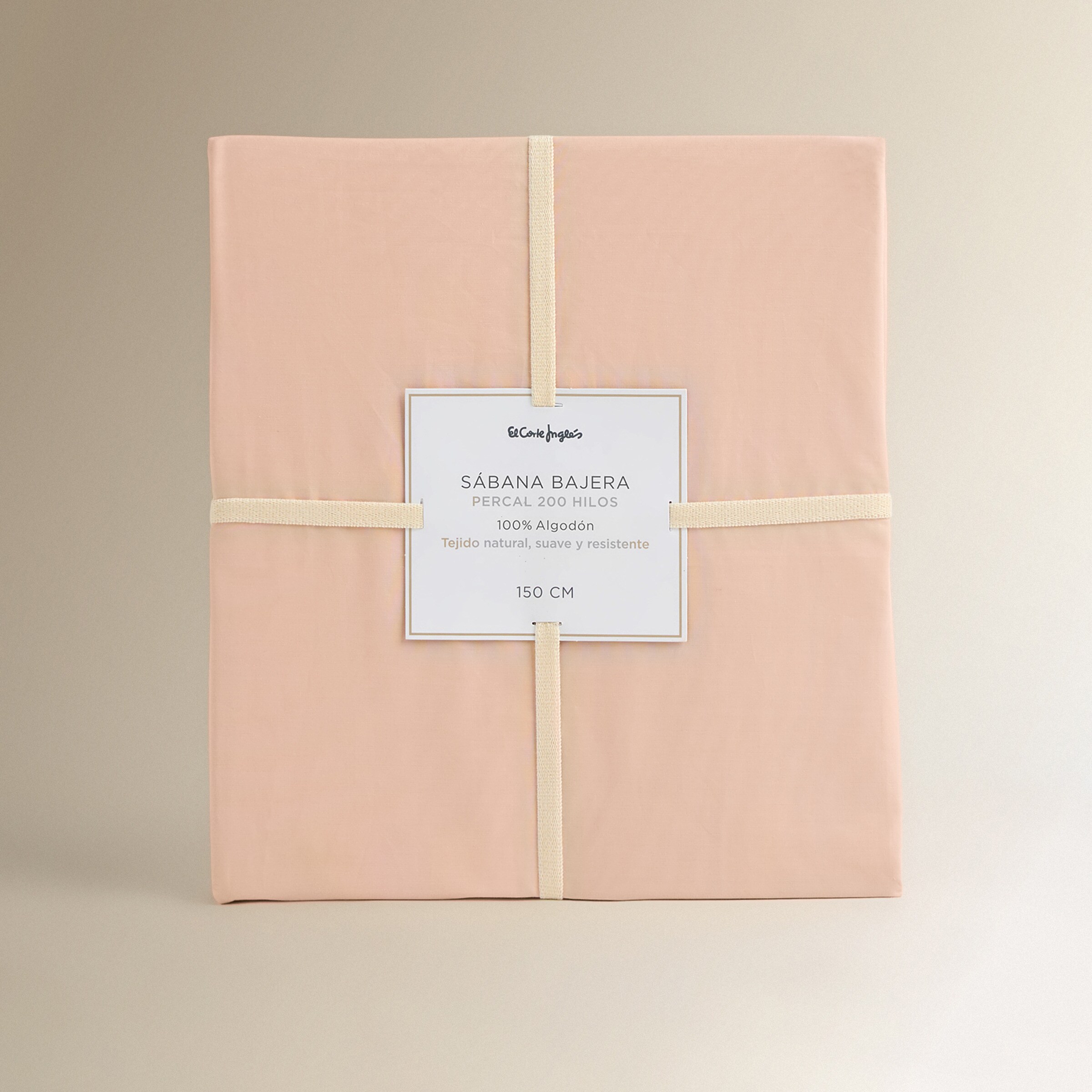 Sábana bajera Algodón Percal 200 hilos platabanda 35 cm - Rosa Pétalo Cama 90 cm Rosa Pétalo-5