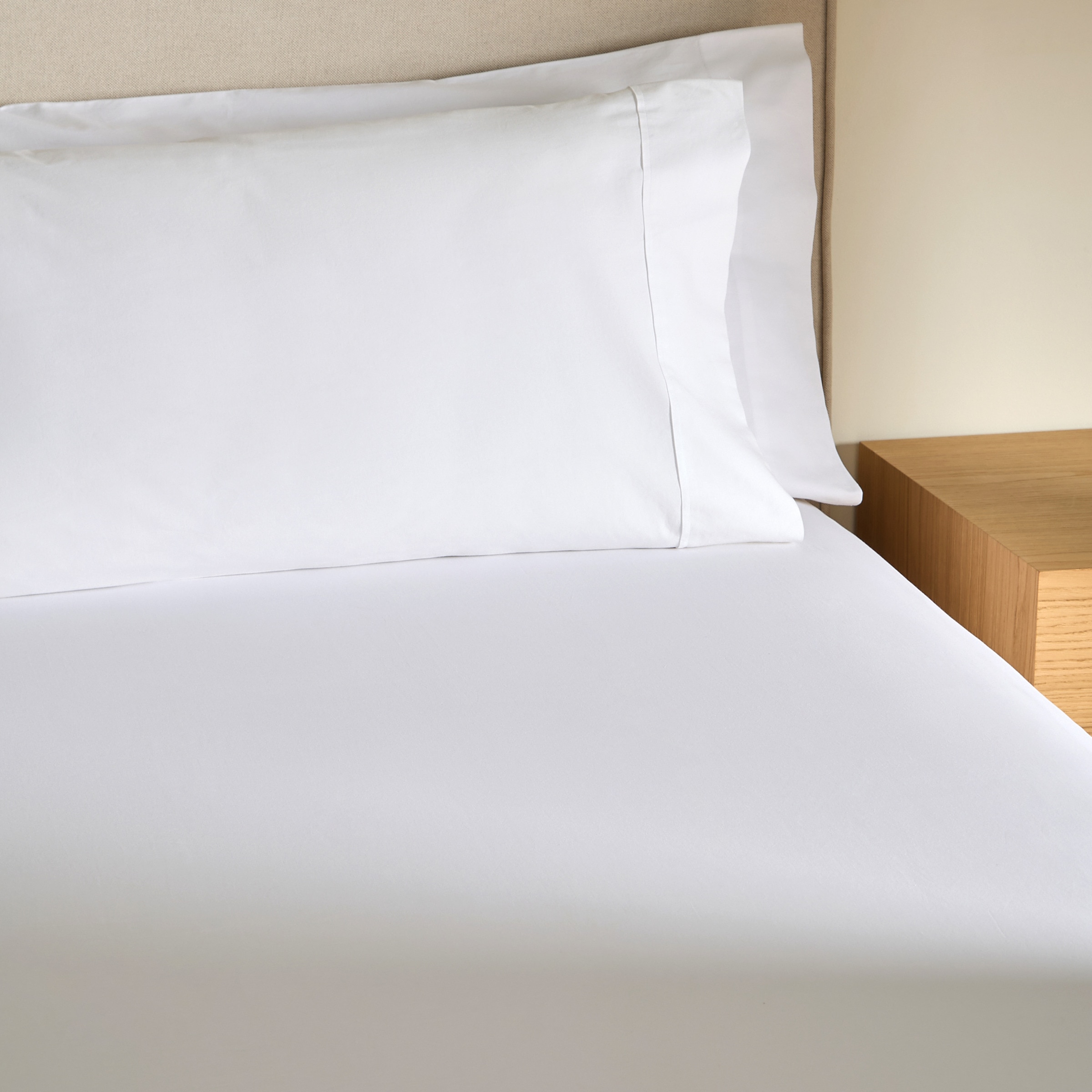 Sábana bajera Algodón Percal 200 hilos platabanda 35 cm - Blanco Cama 135 cm Blanco-1