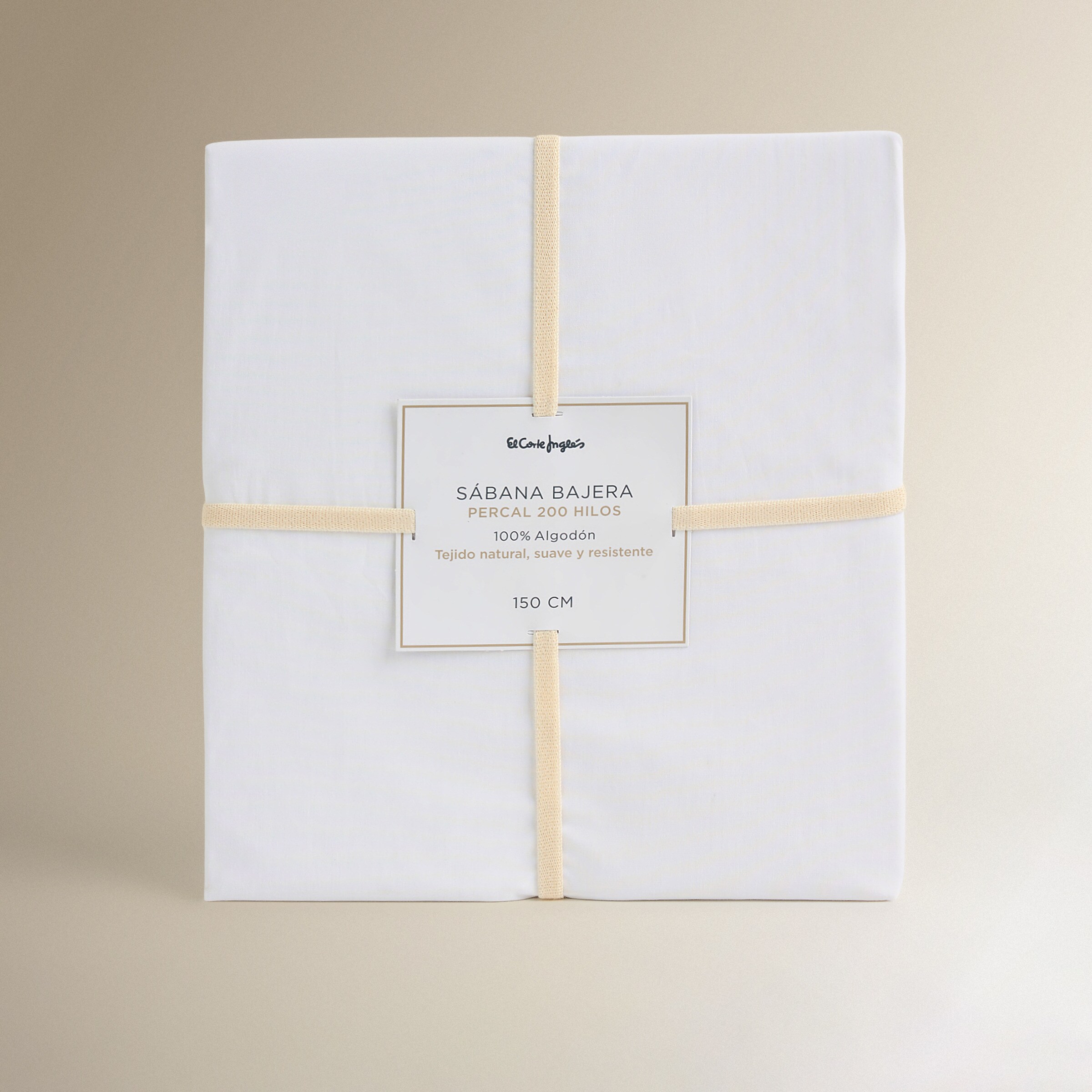 Sábana bajera Algodón Percal 200 hilos platabanda 35 cm - Blanco Cama 135 cm Blanco-5