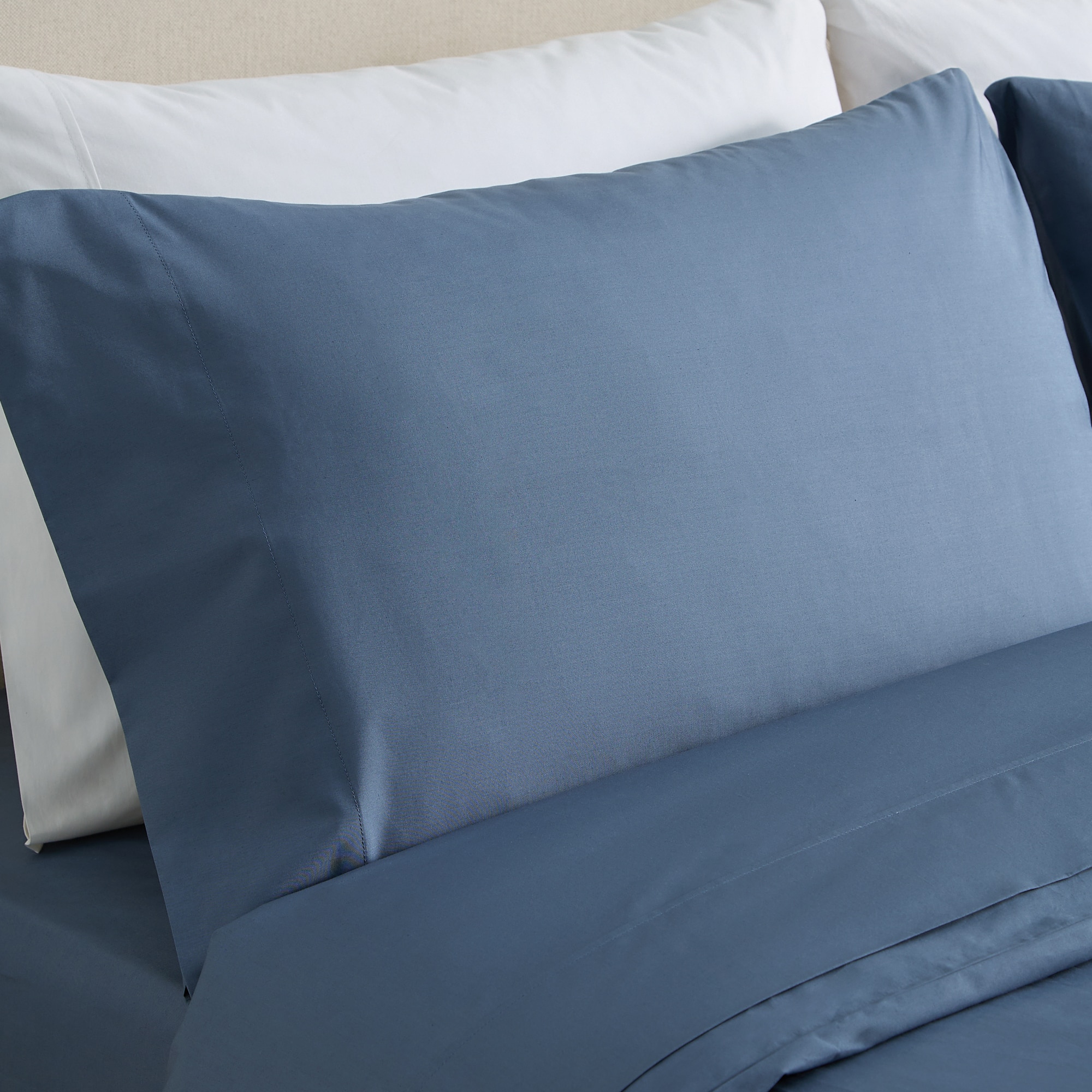 Juego de 2 fundas de almohada Algodón Percal 200 hilos - Navy 45 x 75 cm Navy-1