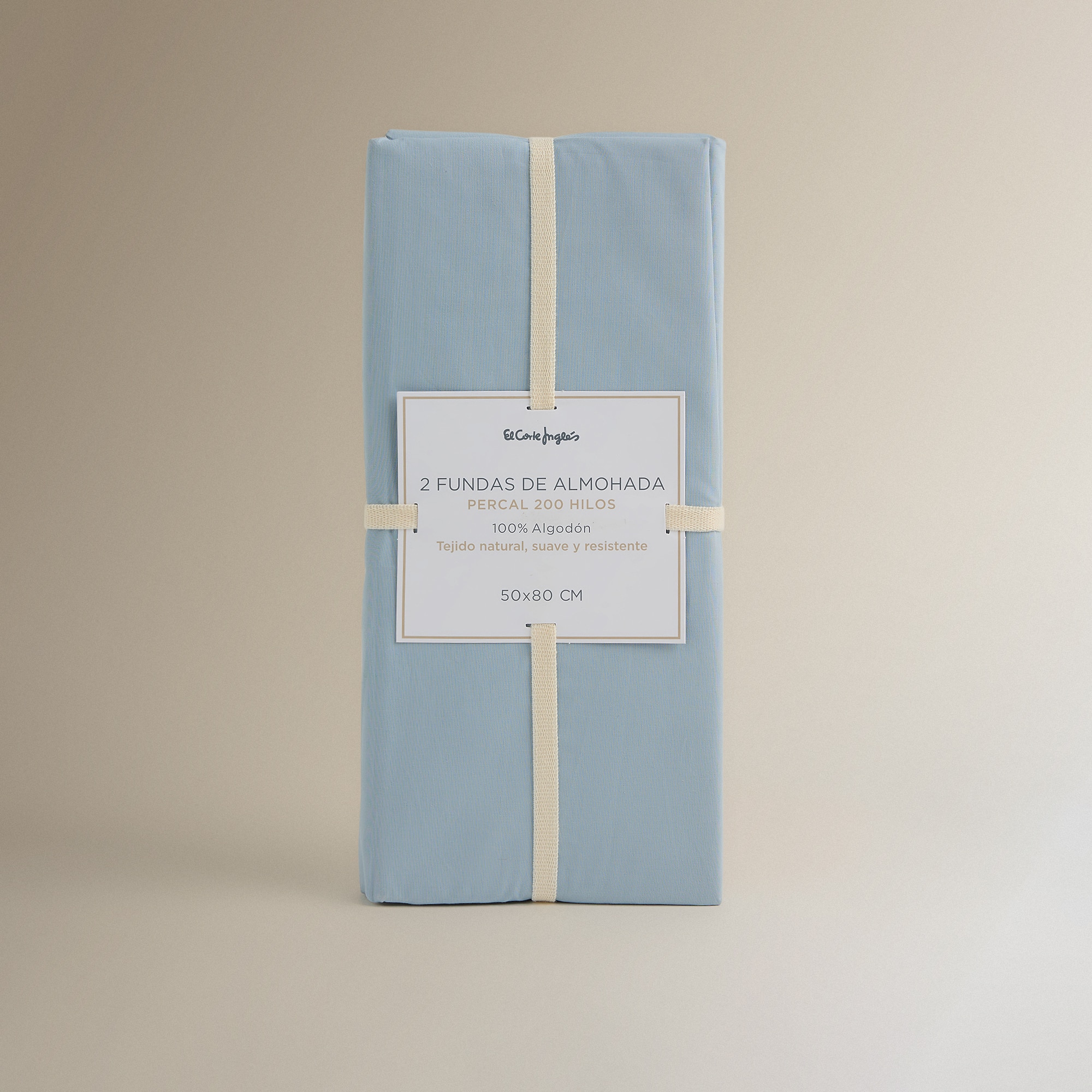 Juego de 2 fundas de almohada Algodón Percal 200 hilos - Azul Cielo 45 x 75 cm Azul Cielo-5