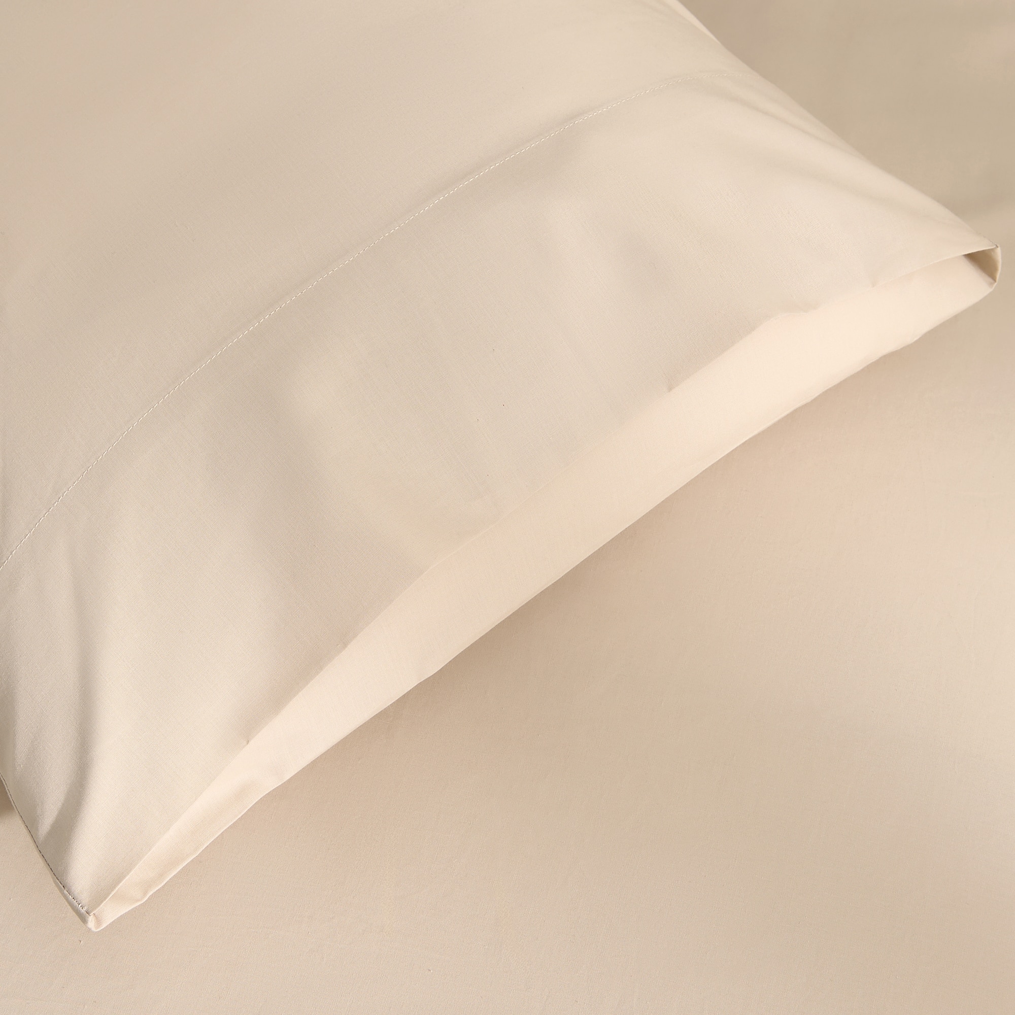 Juego de 2 fundas de almohada Algodón Percal 200 hilos - Beige 45 x 75 cm Beige-4