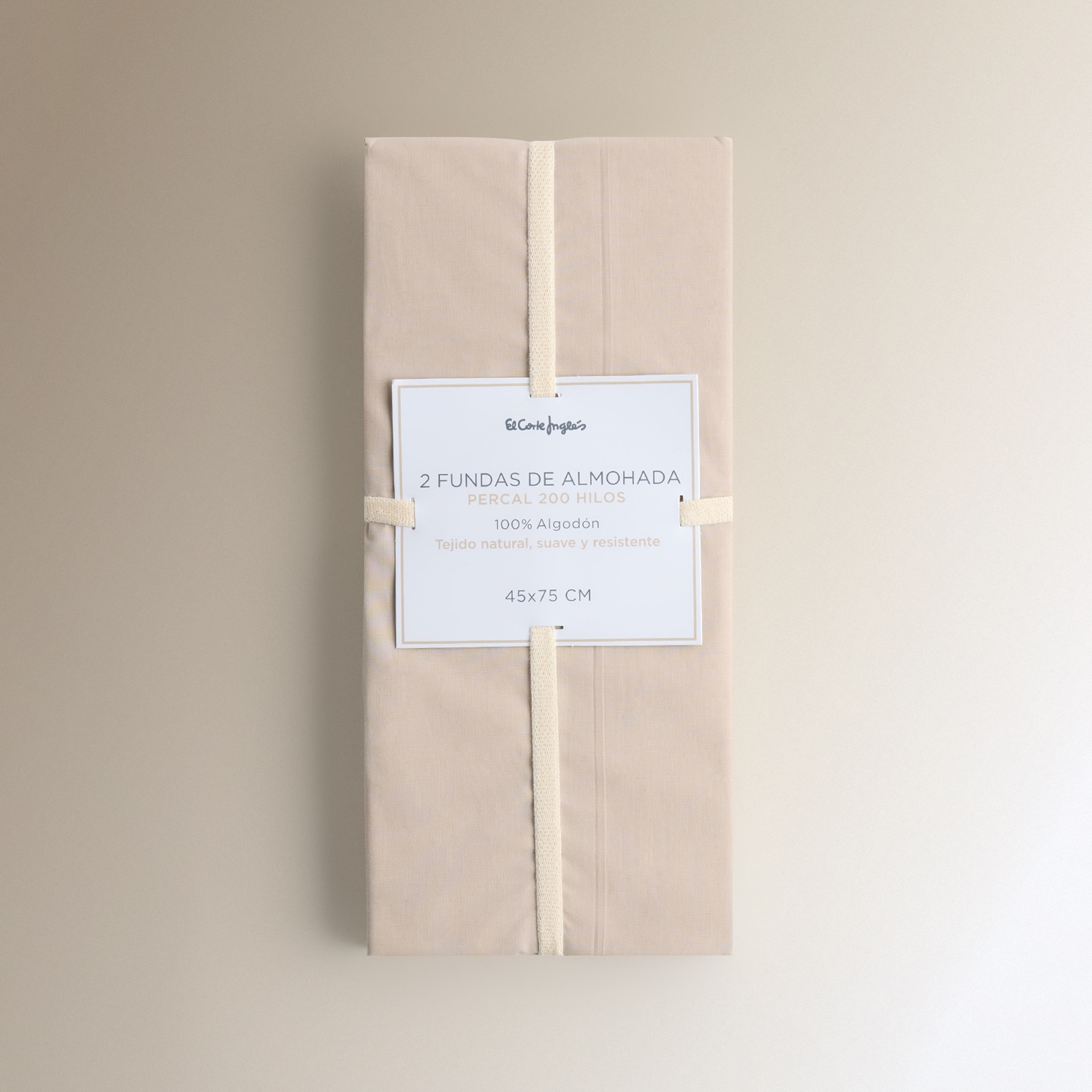 Juego de 2 fundas de almohada Algodón Percal 200 hilos - Beige 45 x 75 cm Beige-5