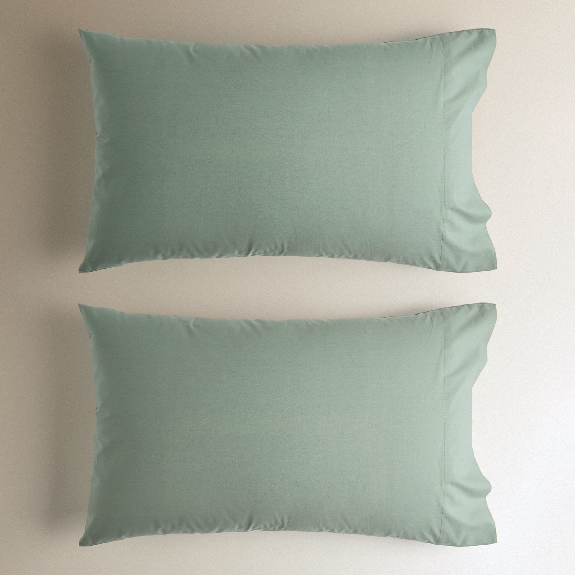 Juego de 2 fundas de almohada Algodón Percal 200 hilos - Verde hoja 45 x 75 cm Verde hoja-2