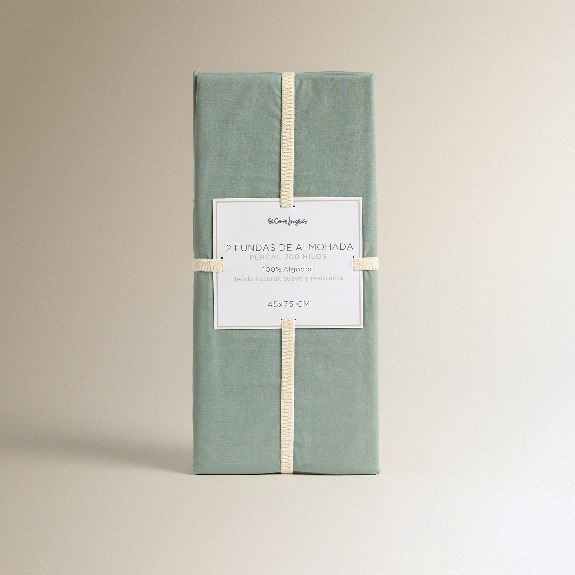 Juego de 2 fundas de almohada Algodón Percal 200 hilos - Verde hoja 45 x 75 cm Verde hoja-5