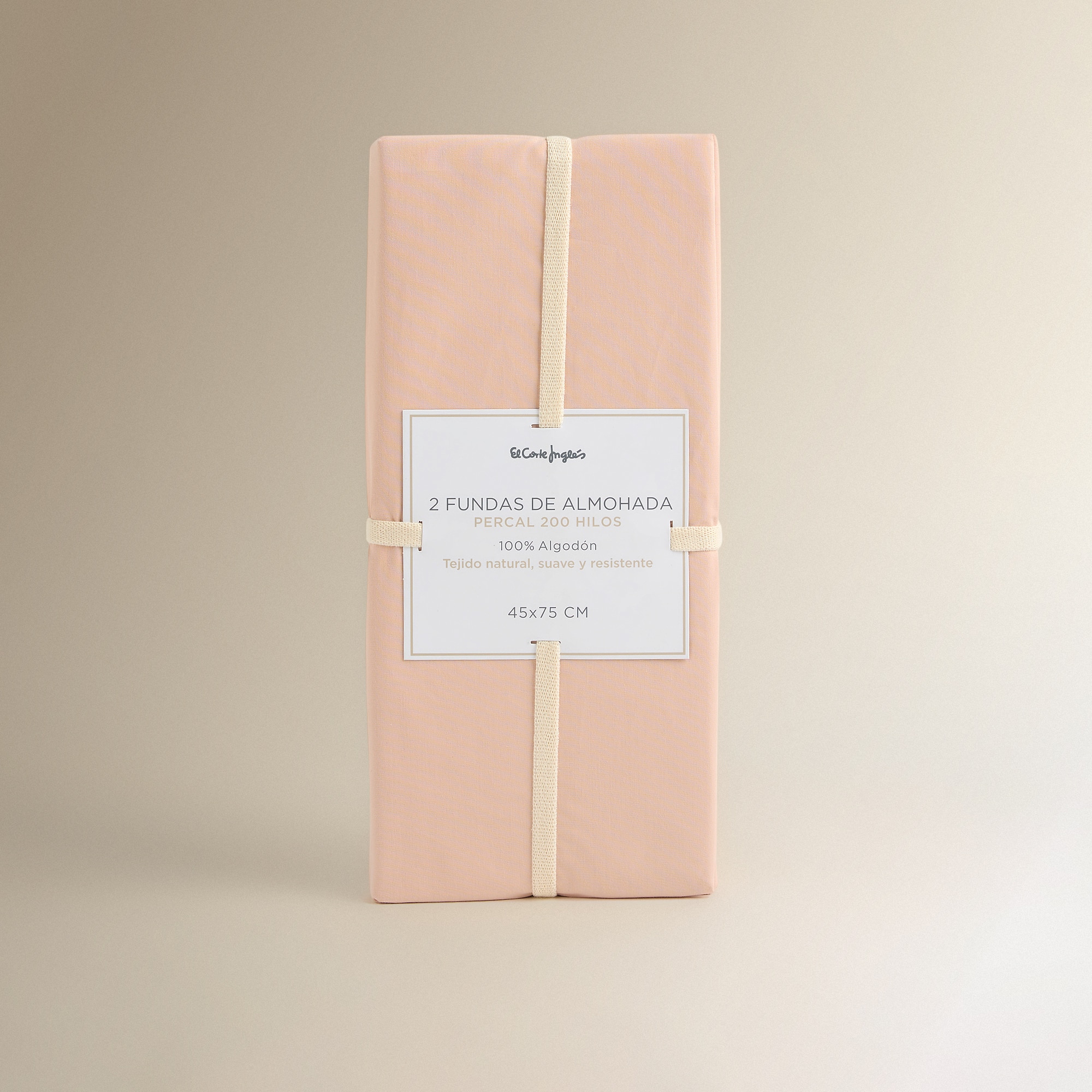 Juego de 2 fundas de almohada Algodón Percal 200 hilos - Rosa Pétalo 45 x 75 cm Rosa Pétalo-5