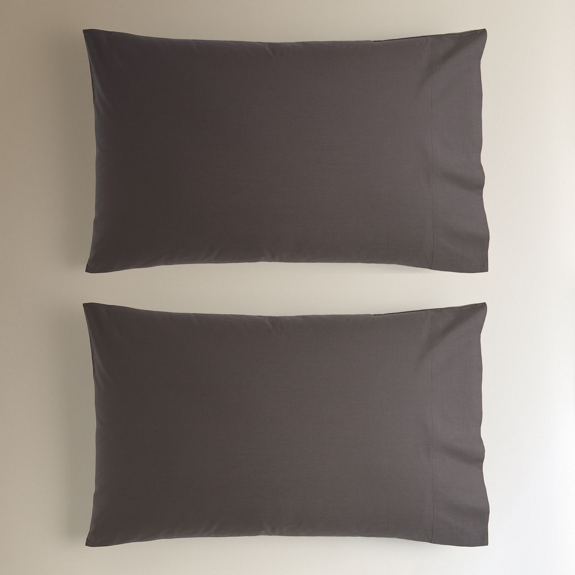 Conjunto de 2 Fronhas de Algodão Percal de 200 Fios Antracite-2