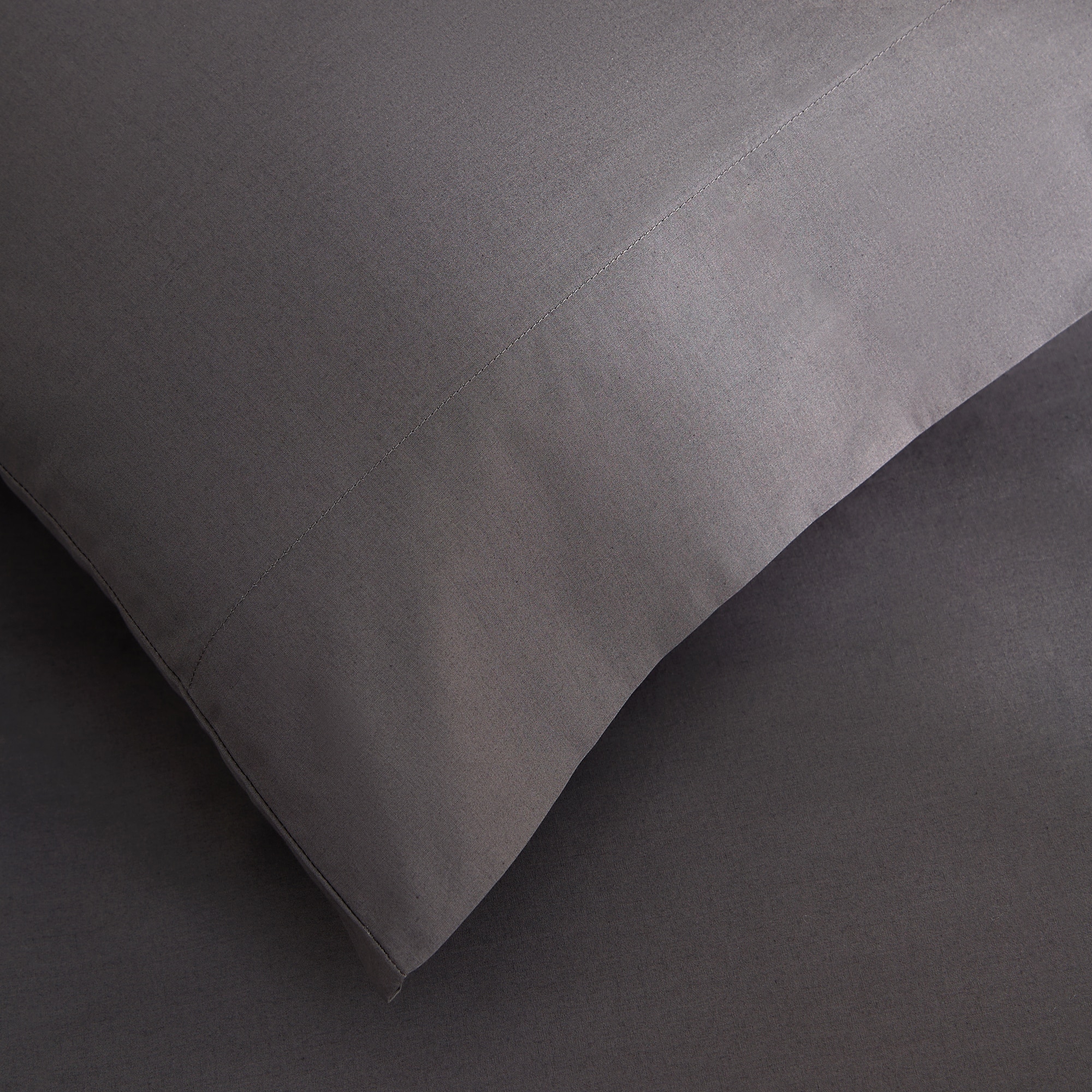 Conjunto de 2 Fronhas de Algodão Percal de 200 Fios Antracite-3