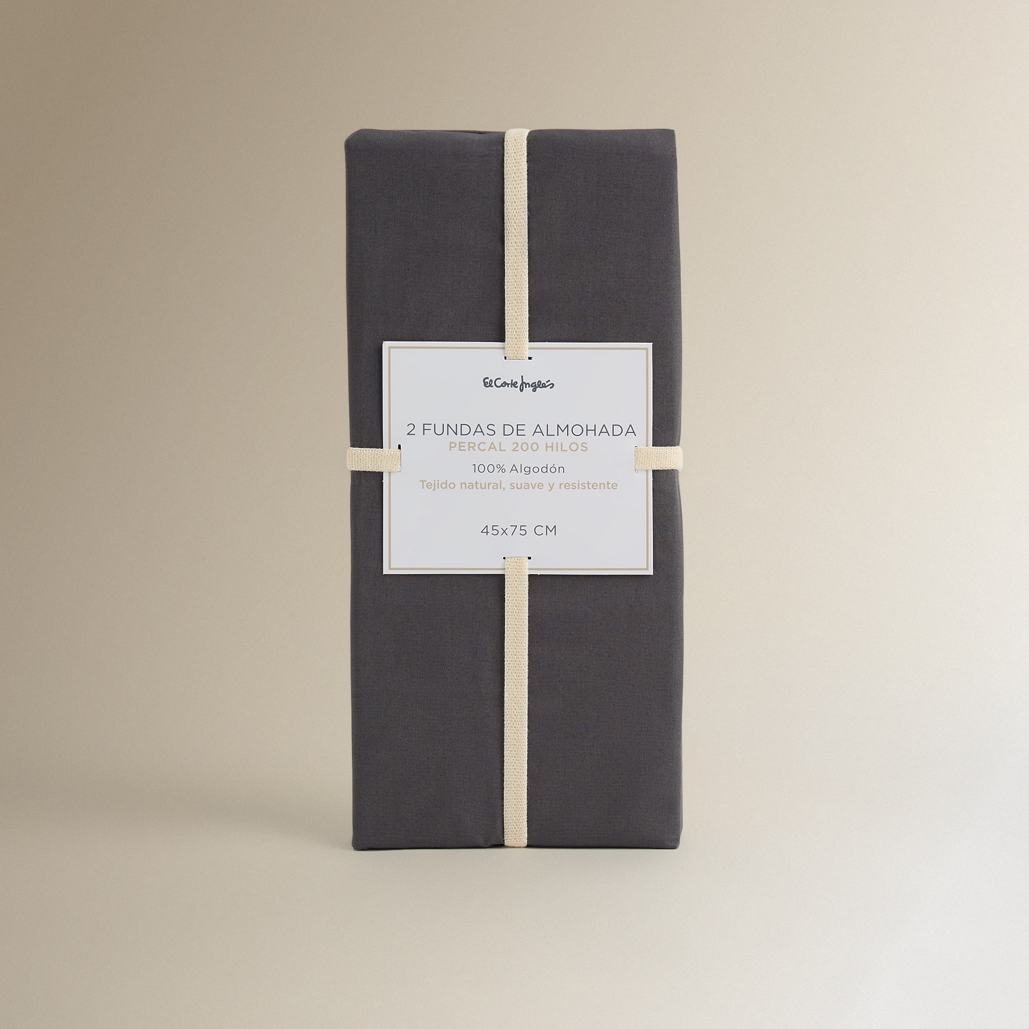 Conjunto de 2 Fronhas de Algodão Percal de 200 Fios Antracite-4