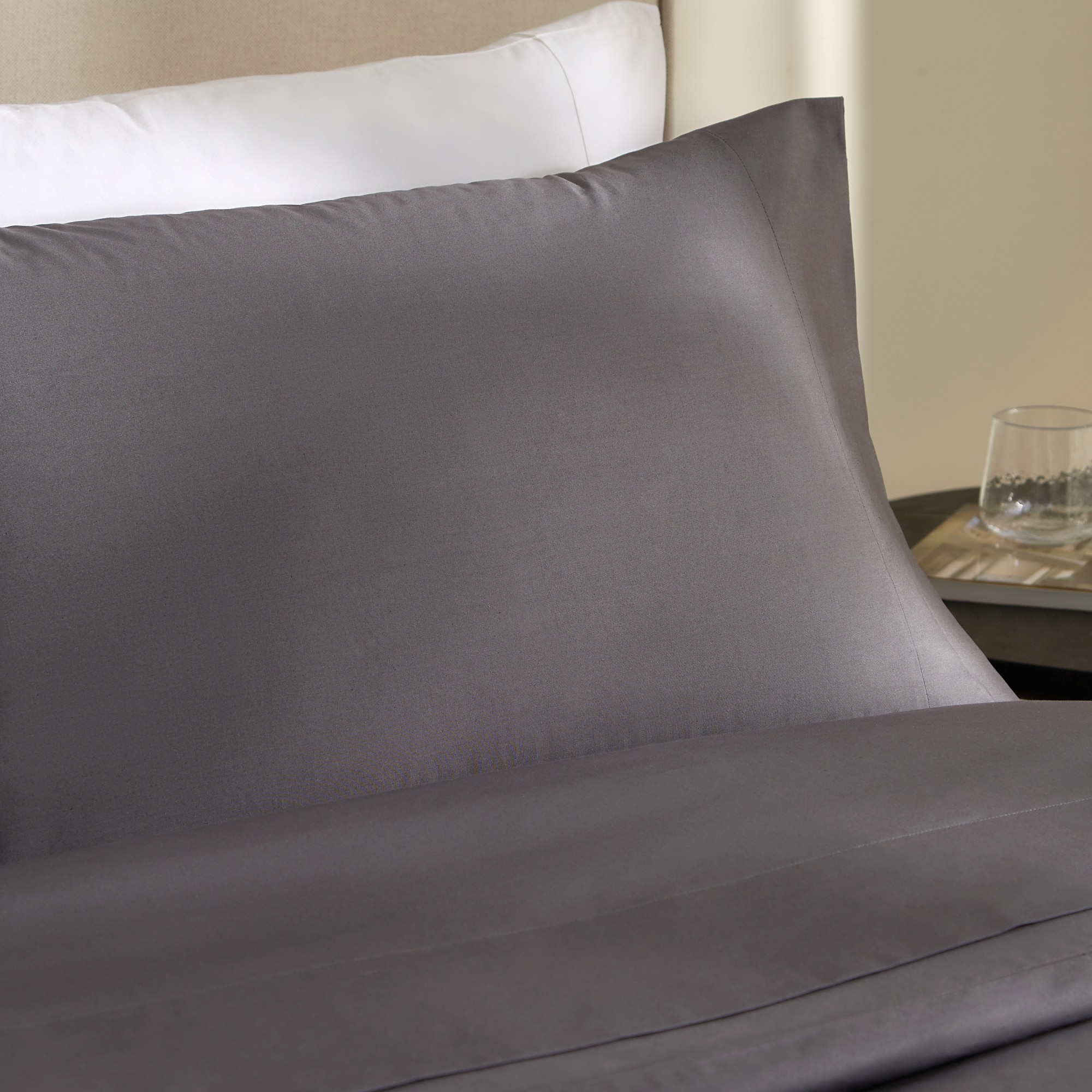 Funda de almohada Algodón Percal 200 hilos - Antracita 45 x 110 cm Antracita-1