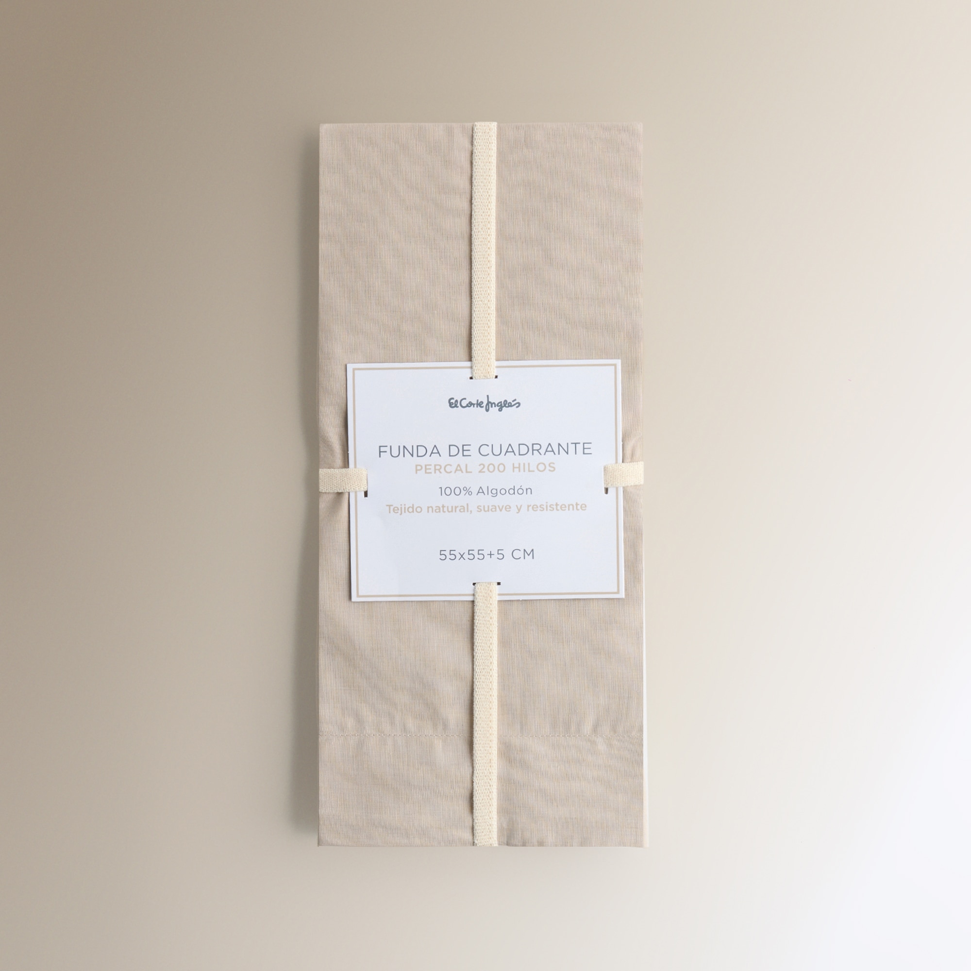Capa de Almofada de Algodão Percal 200 Fios Bege-5
