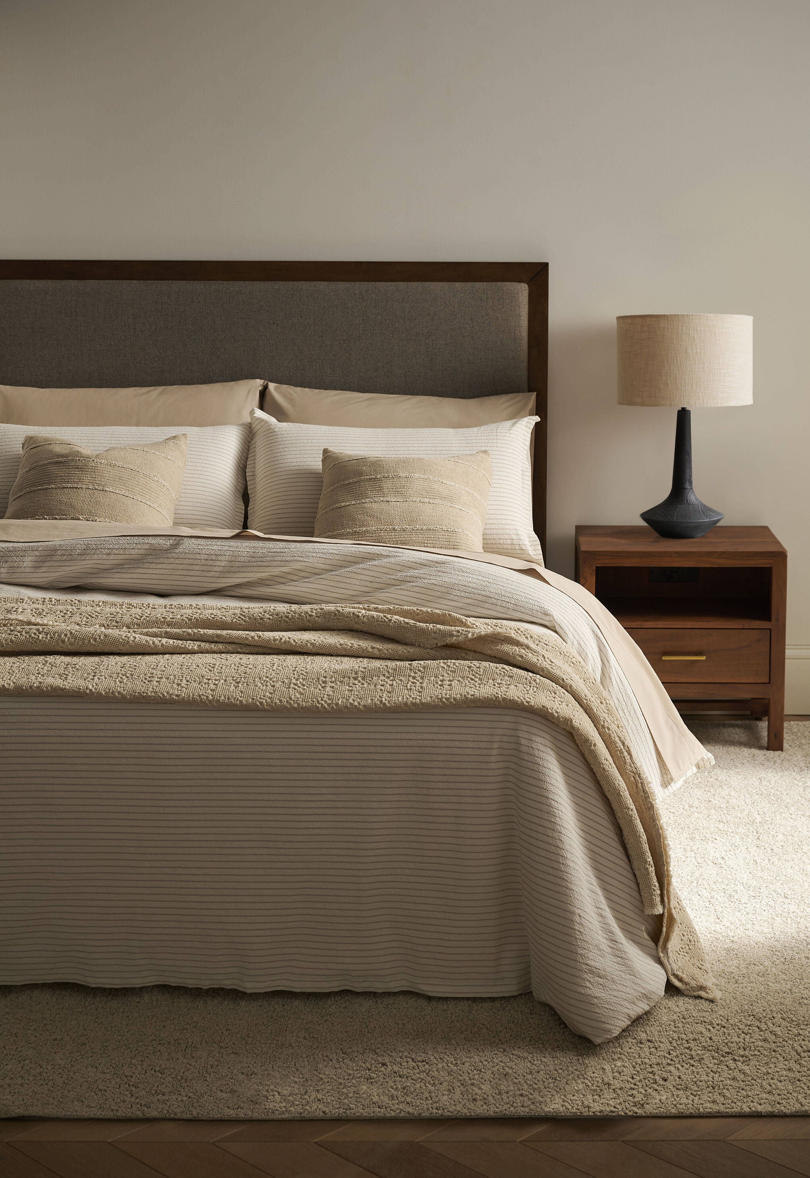 Capa de Almofada de Algodão Percal 200 Fios Bege-6