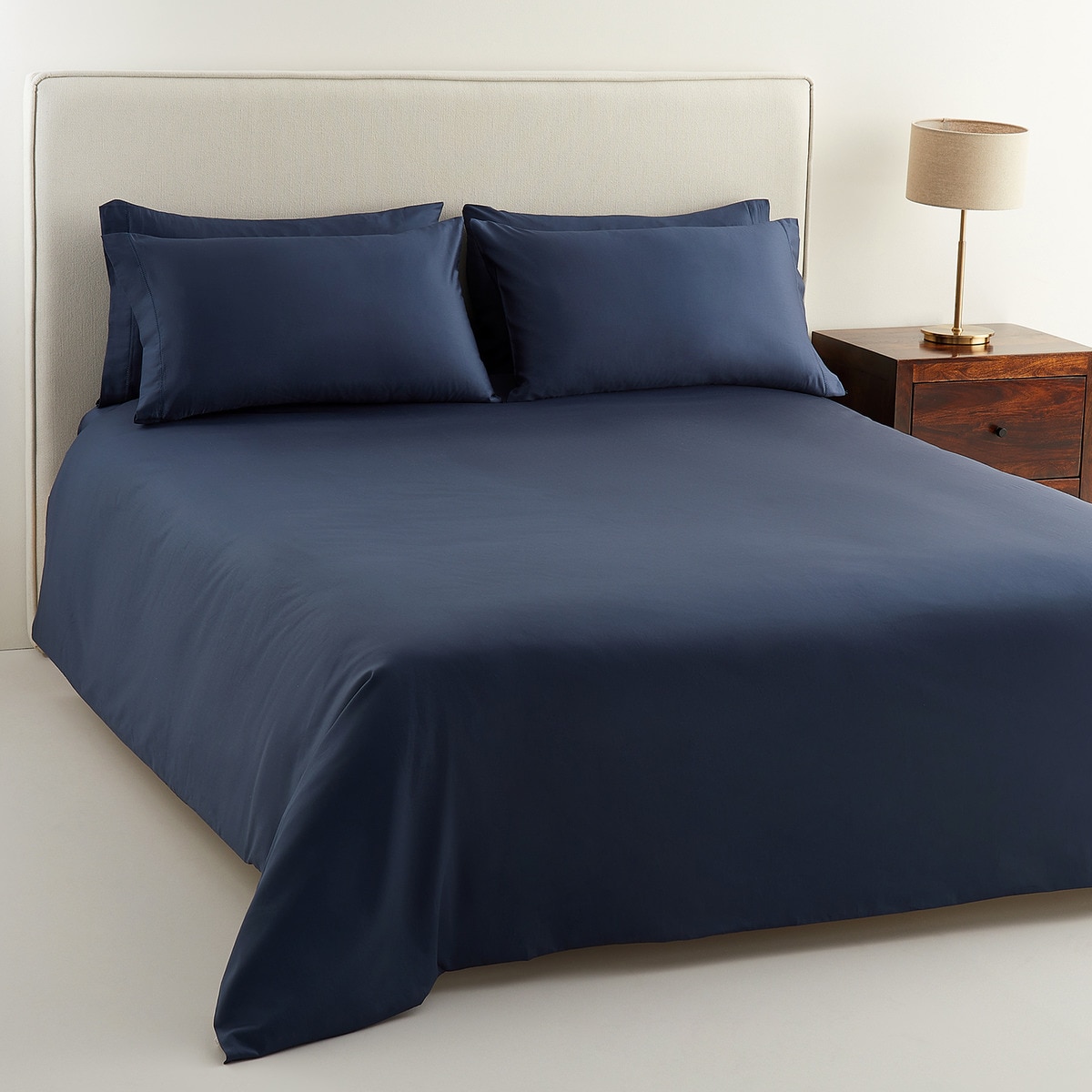 Funda nórdica Algodón Satén 300 hilos El Corte Inglés - Azul marino Cama 90 cm Azul marino-1
