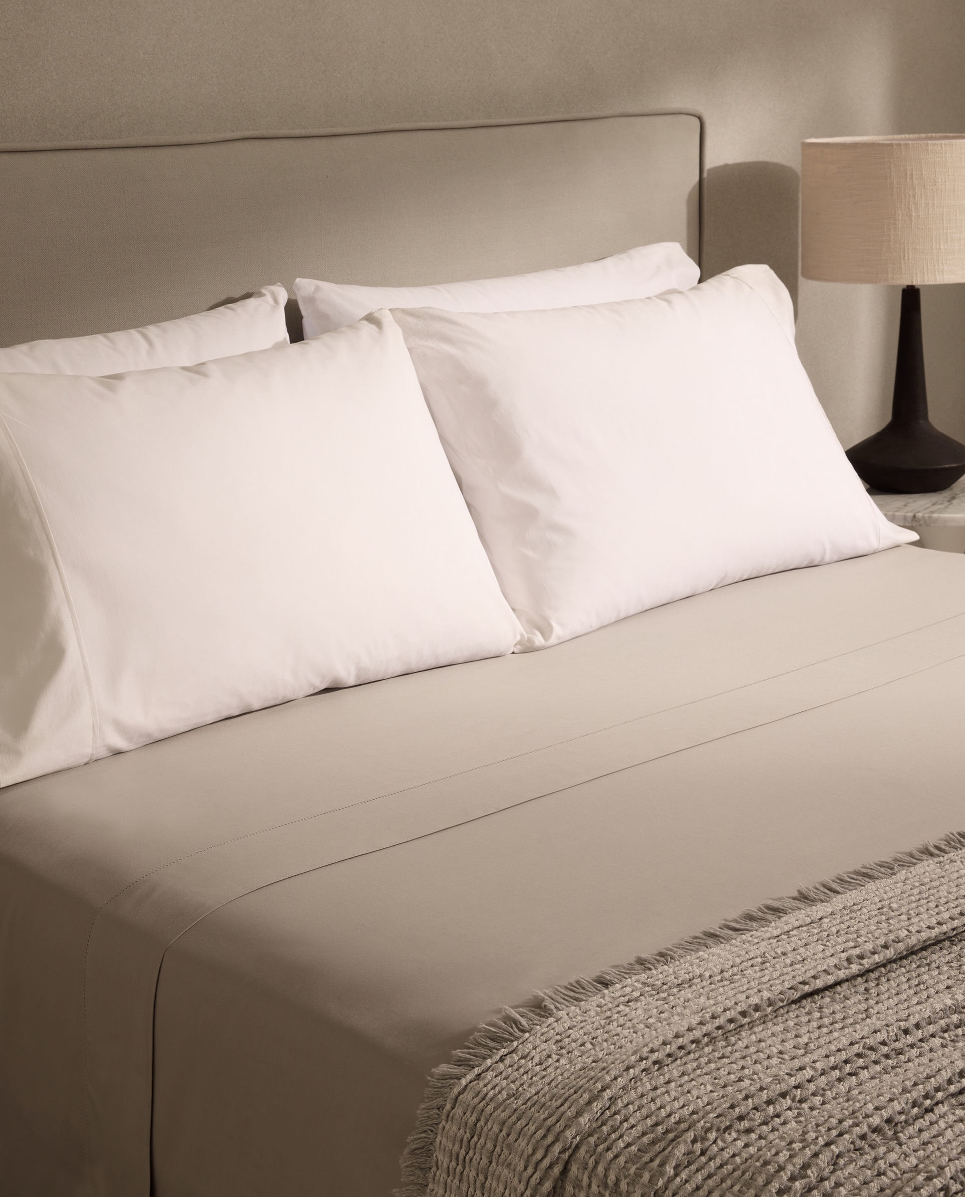 Sábana encimera Algodón Saten 300 hilos El Corte Inglés - Gris Cama 90 cm Gris-1
